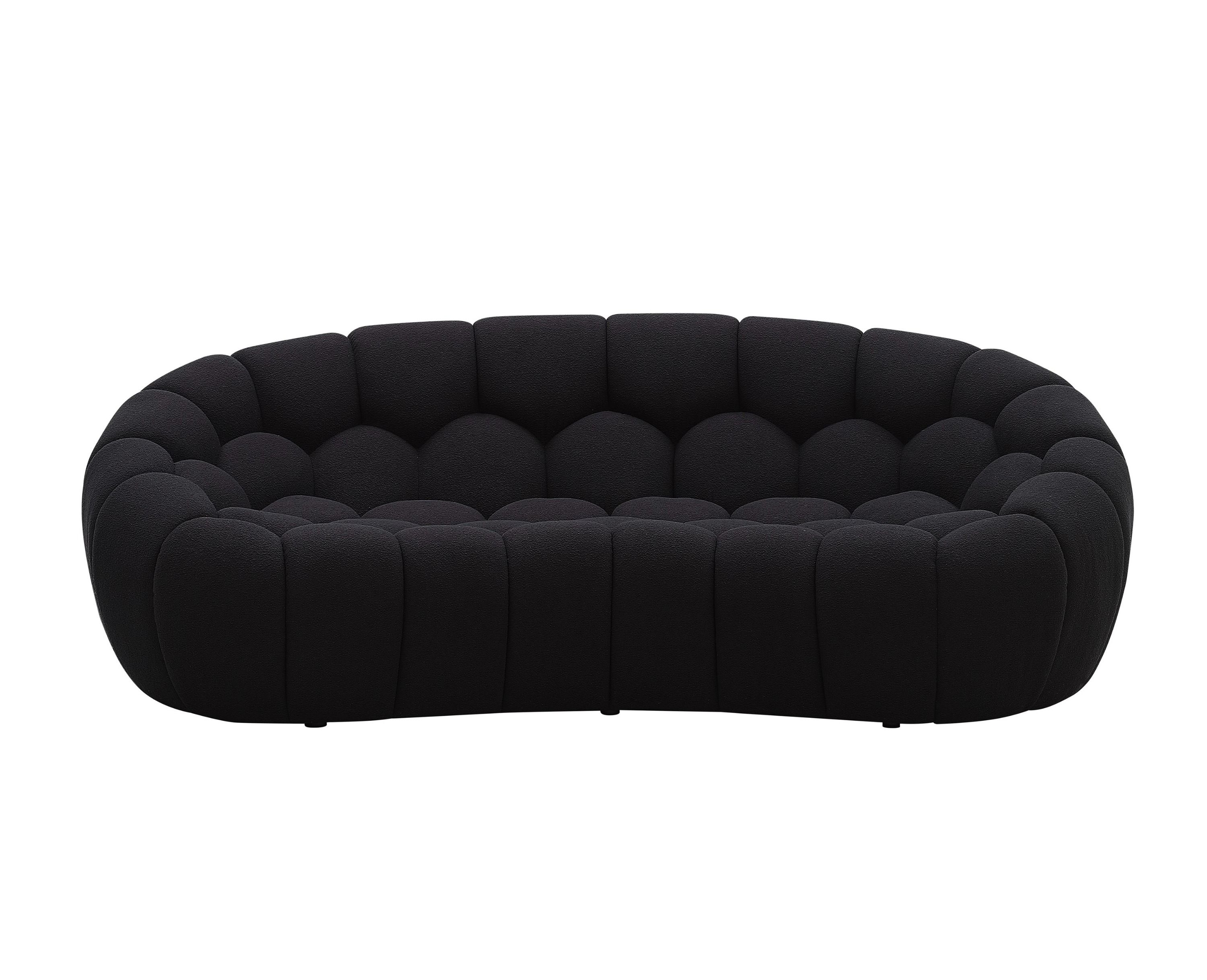 Divani Casa Yolonda Modern Curved Black Fabric Loveseat Living Room