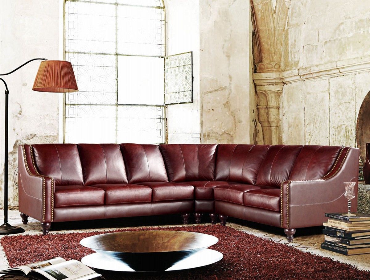 3024 Brown Top Grain Italian Leather Sectional Sofa