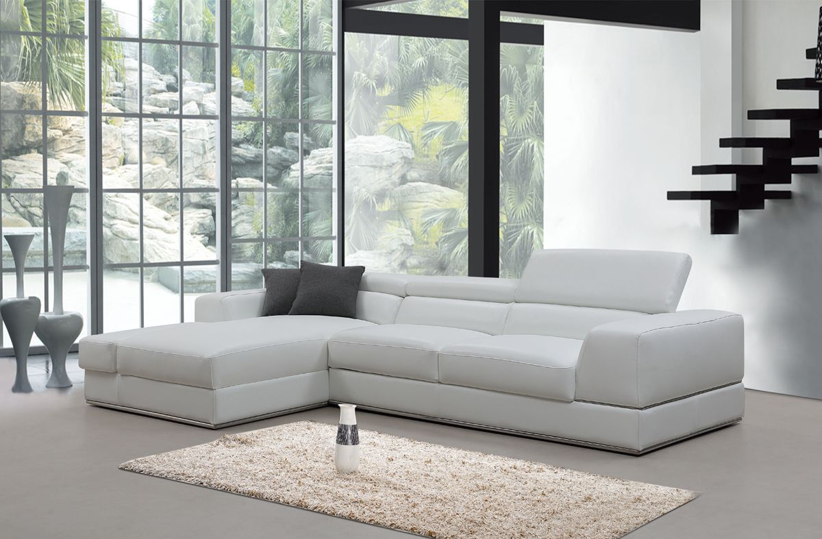 Divani Casa Pella Mini Modern White Bonded Leather Left Facing