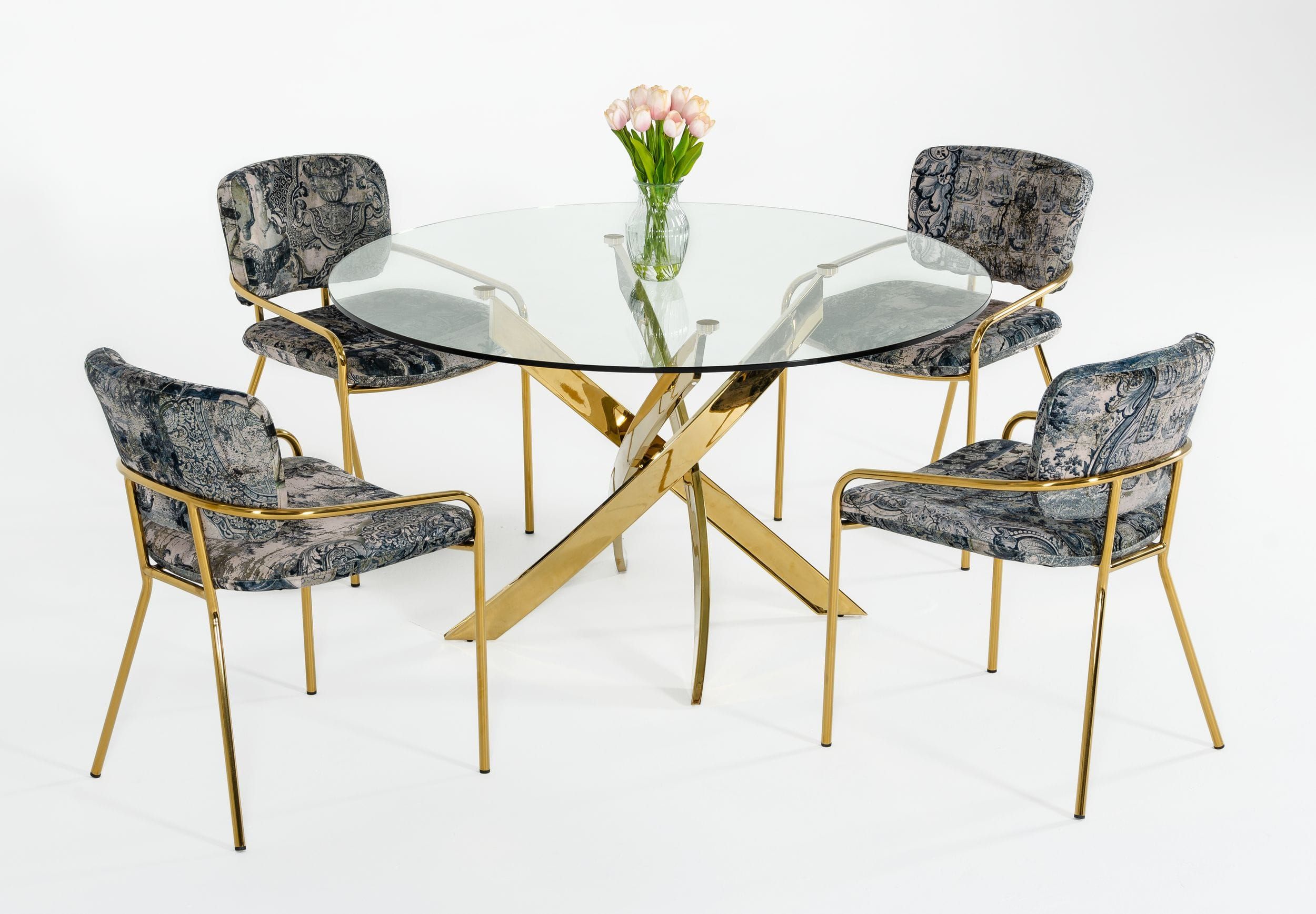 Modrest Pyrite Modern Round Glass Dining Table