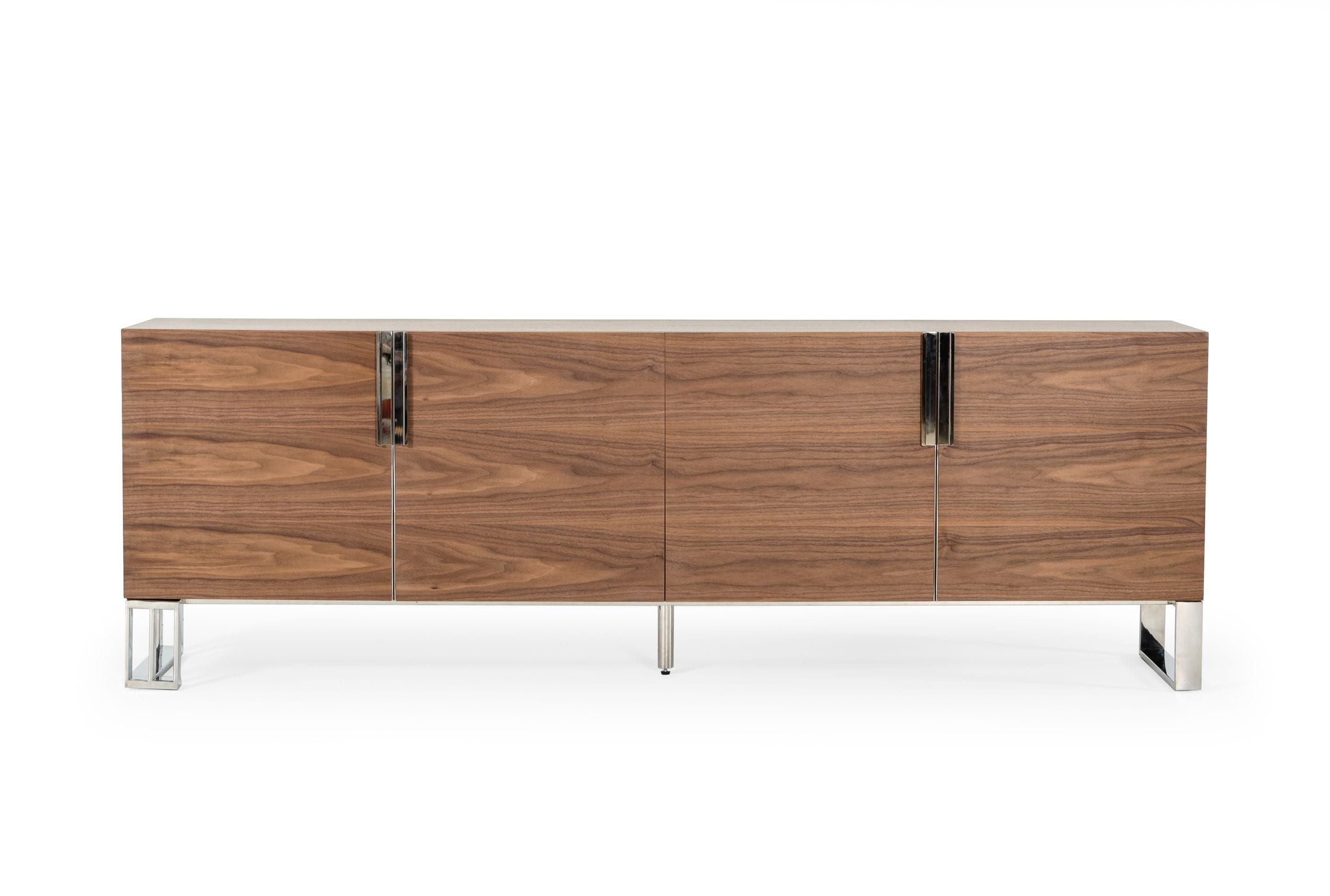 Modrest Gilroy Modern Walnut & Stainless Steel Buffet