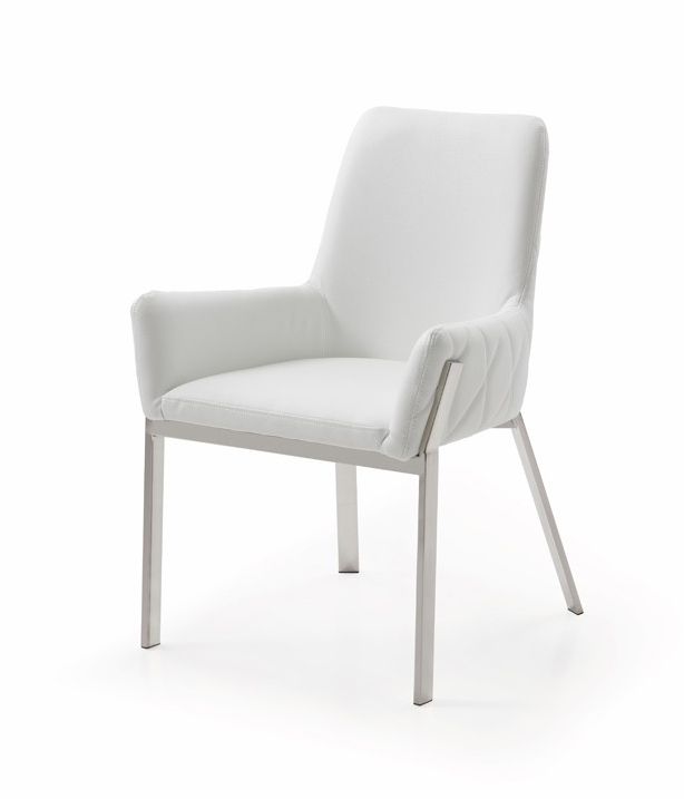 Modrest Robin Modern White Bonded, Bonded Leather Dining Chairs
