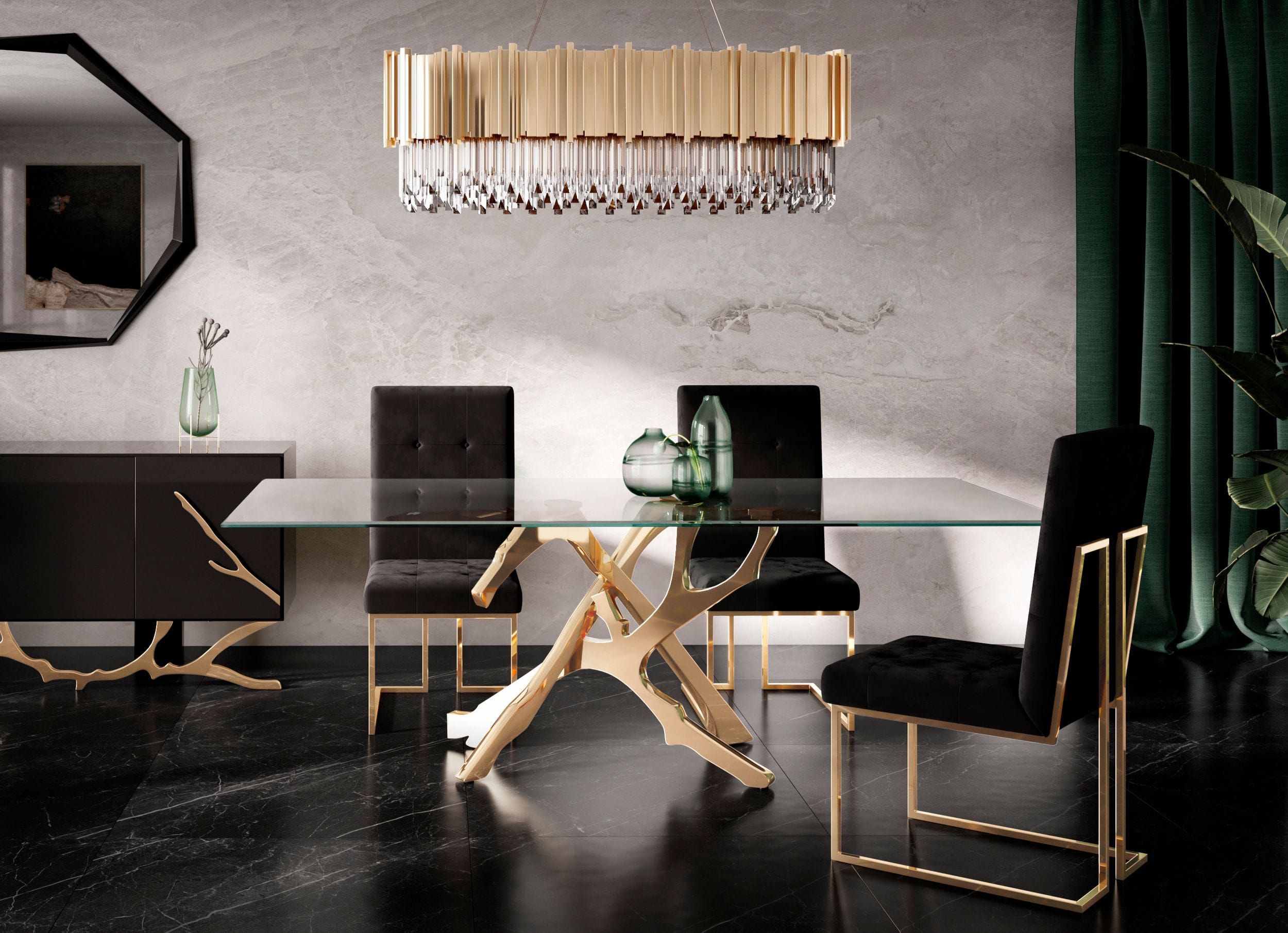 Modrest Legend Modern Glass & Gold Dining Table
