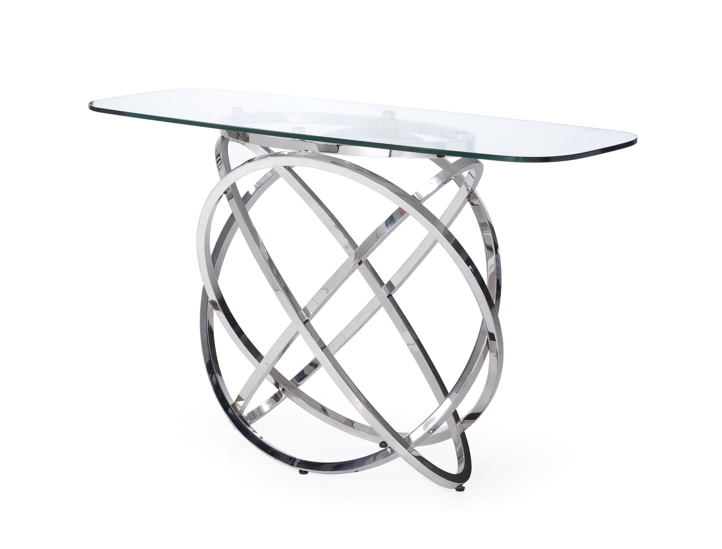 Modrest Tulare Modern Glass & Stainless Steel Console Table