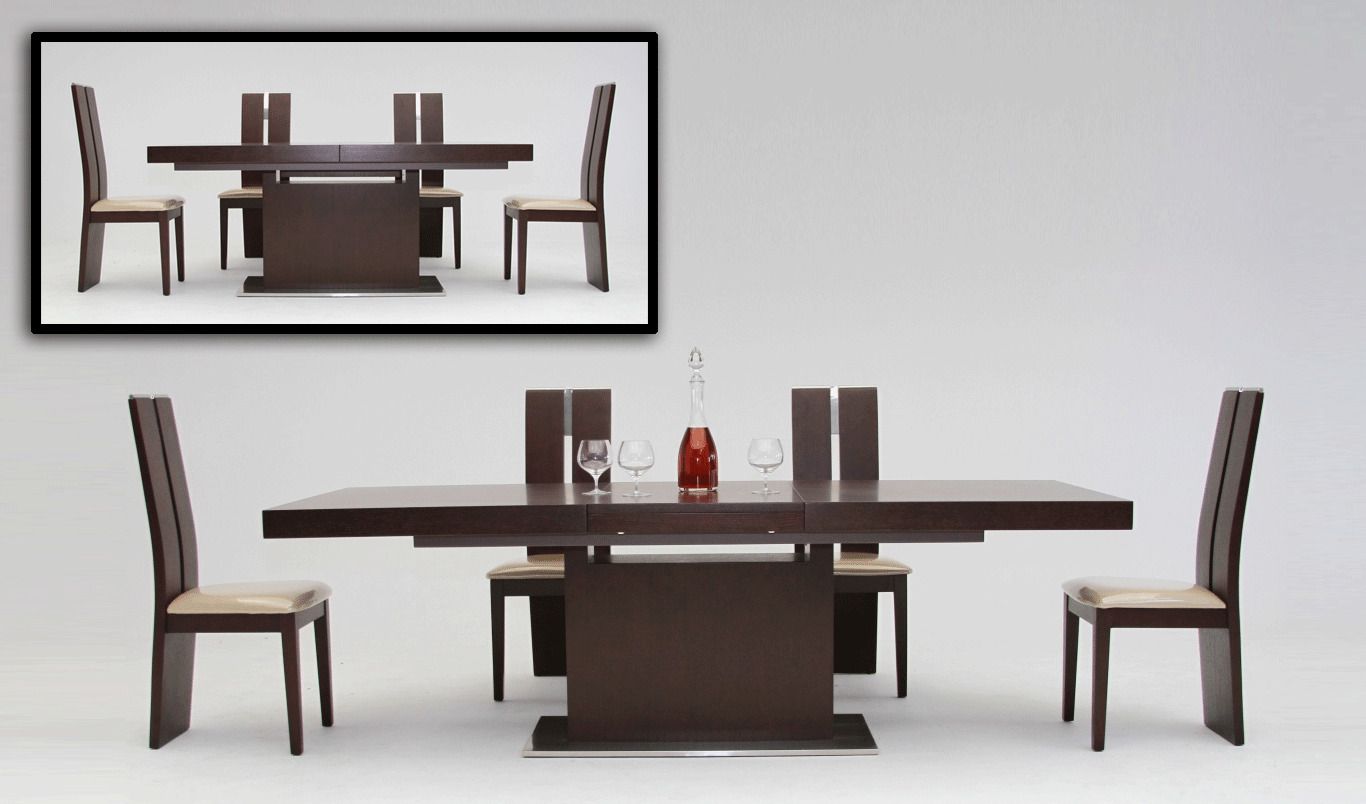 Zenith Modern Red Oak Extendable Dining, Red Oak Dining Room Table Chairs
