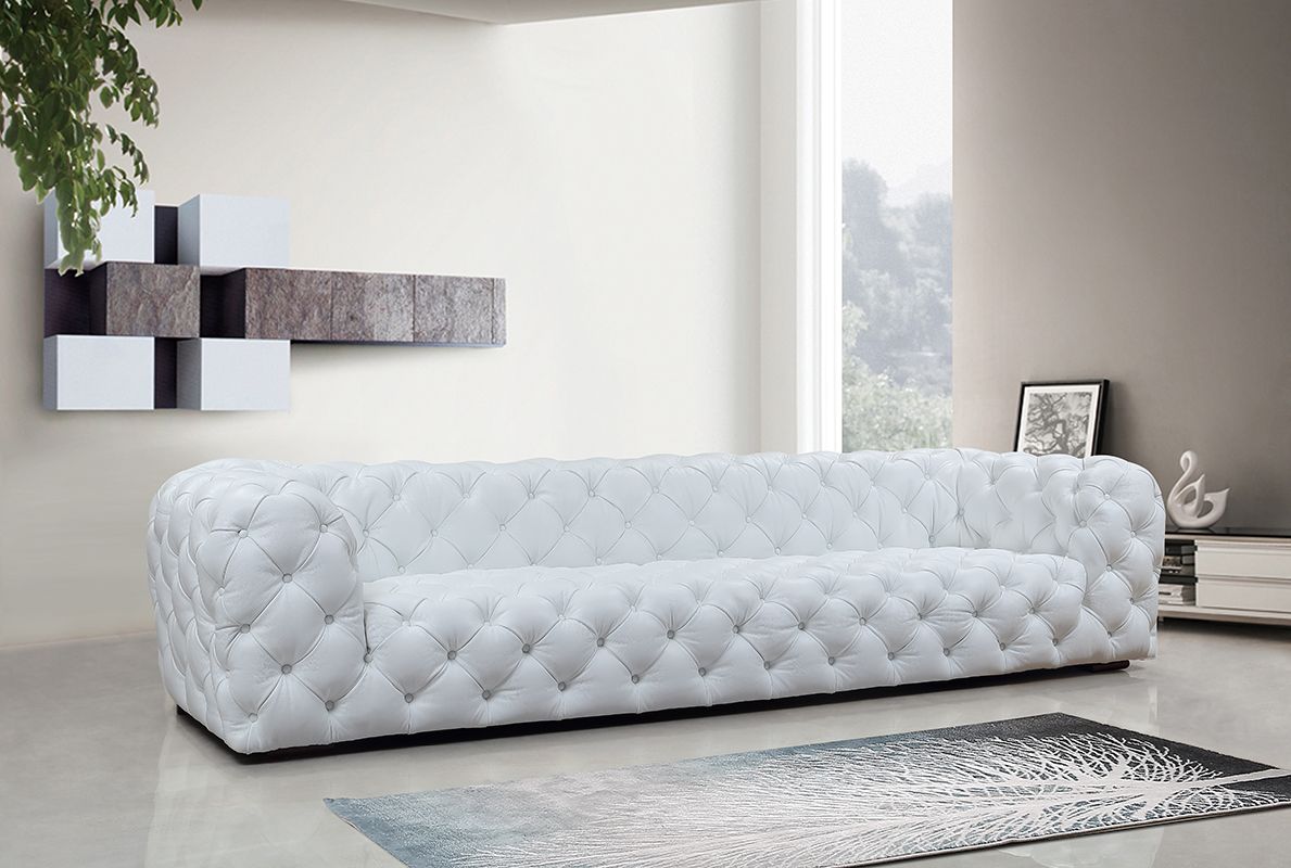 Dexter Transitional White Full Italian Leather Sofa, image size:1189x800