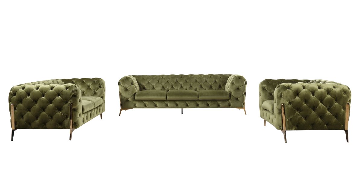 Sheila Modern Green Fabric Sofa Set