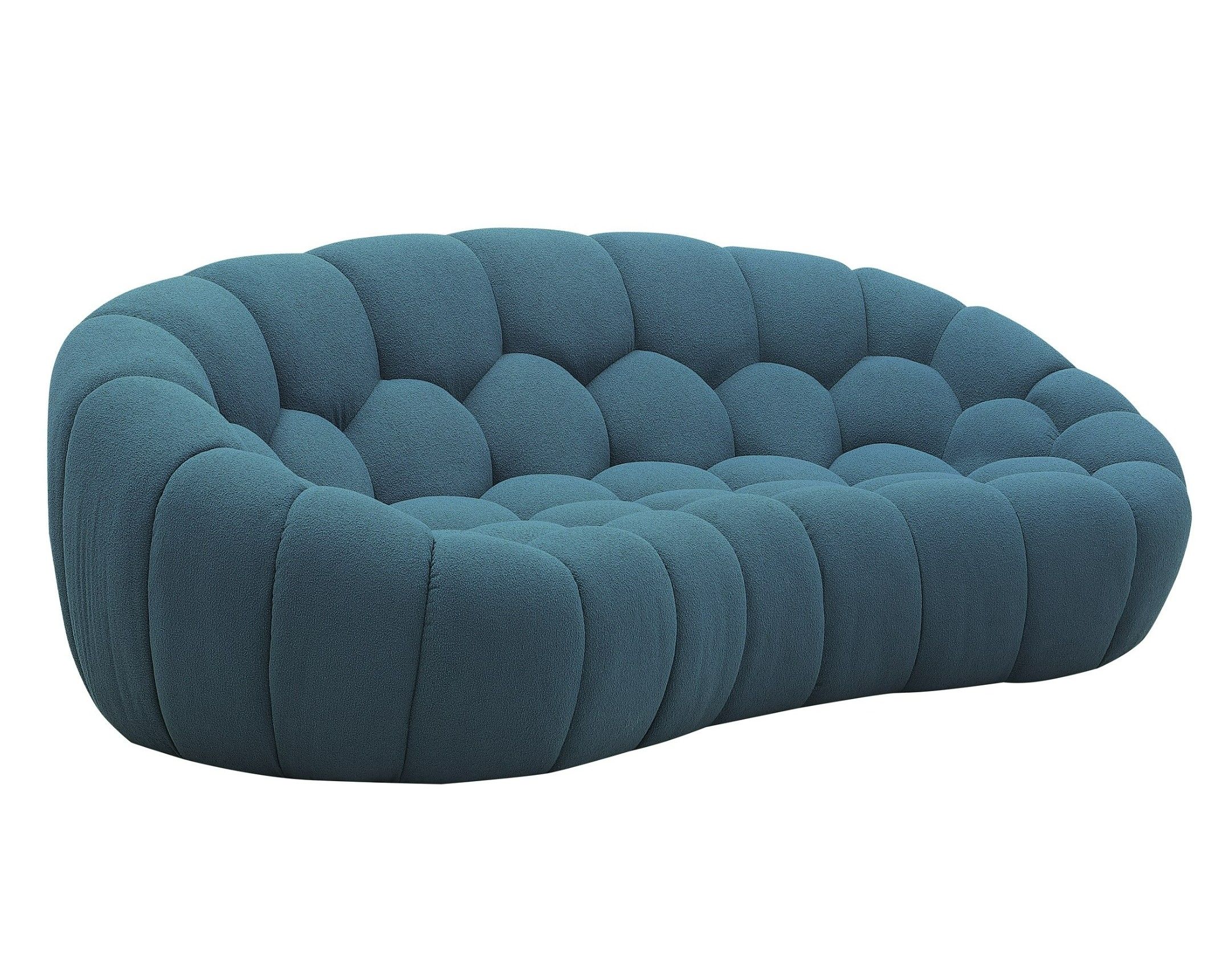 Divani Casa Yolonda - Modern Curved Dark Teal Fabric Loveseat