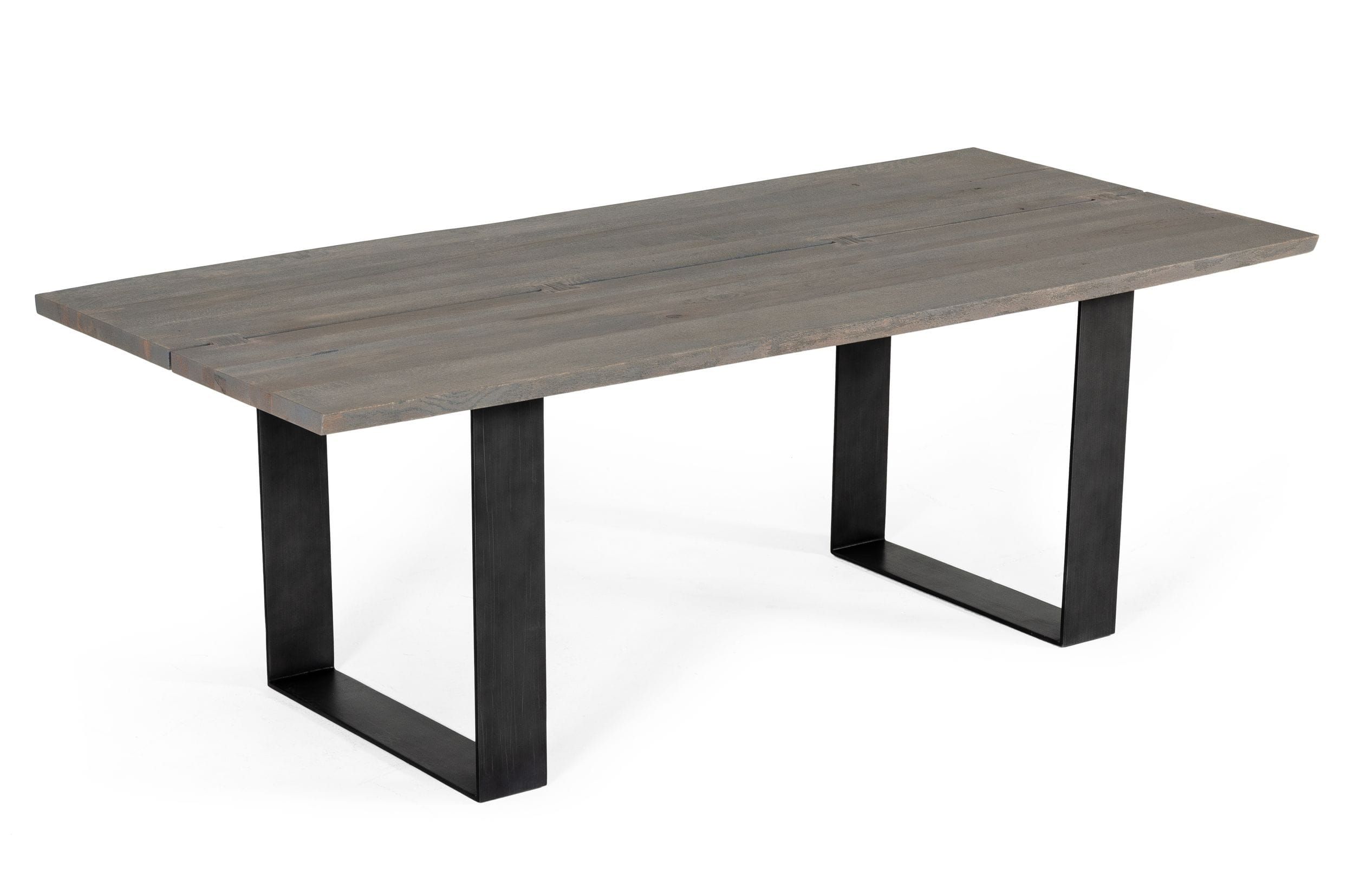 Murphy Modern Grey Aged Oak Black Metal Dining Table