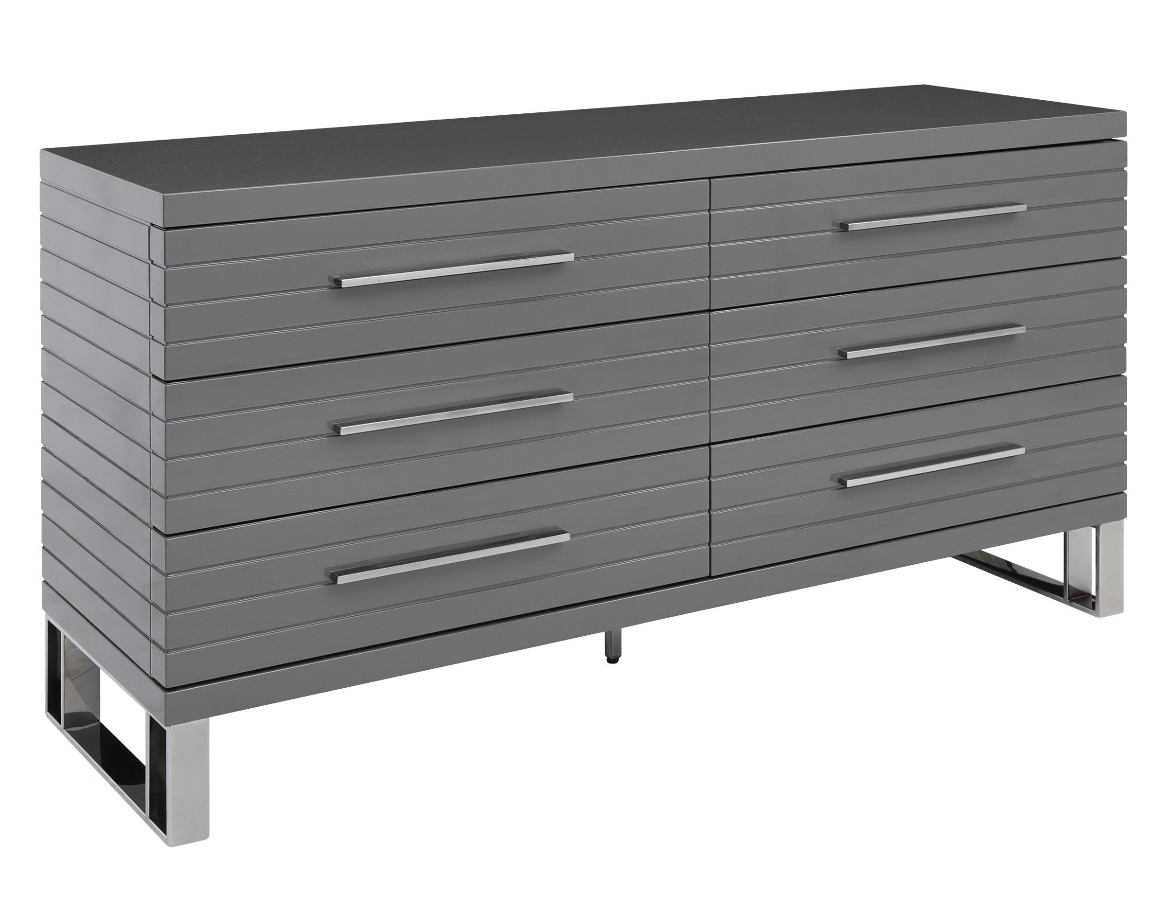 grey gloss dresser Amerlife Lena 5-Drawers Dresser 50.2" H Glossy Surface Chest Large Storage Organizer Grey