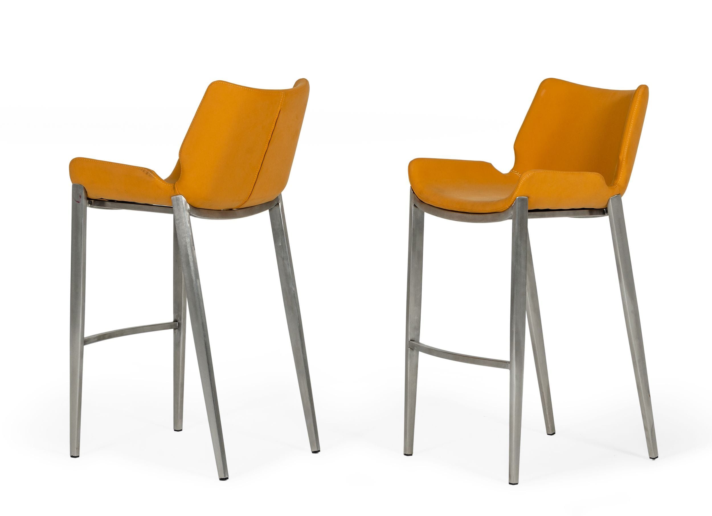 Dave Modern Orange Leatherette Bar Stool (Set of 2)
