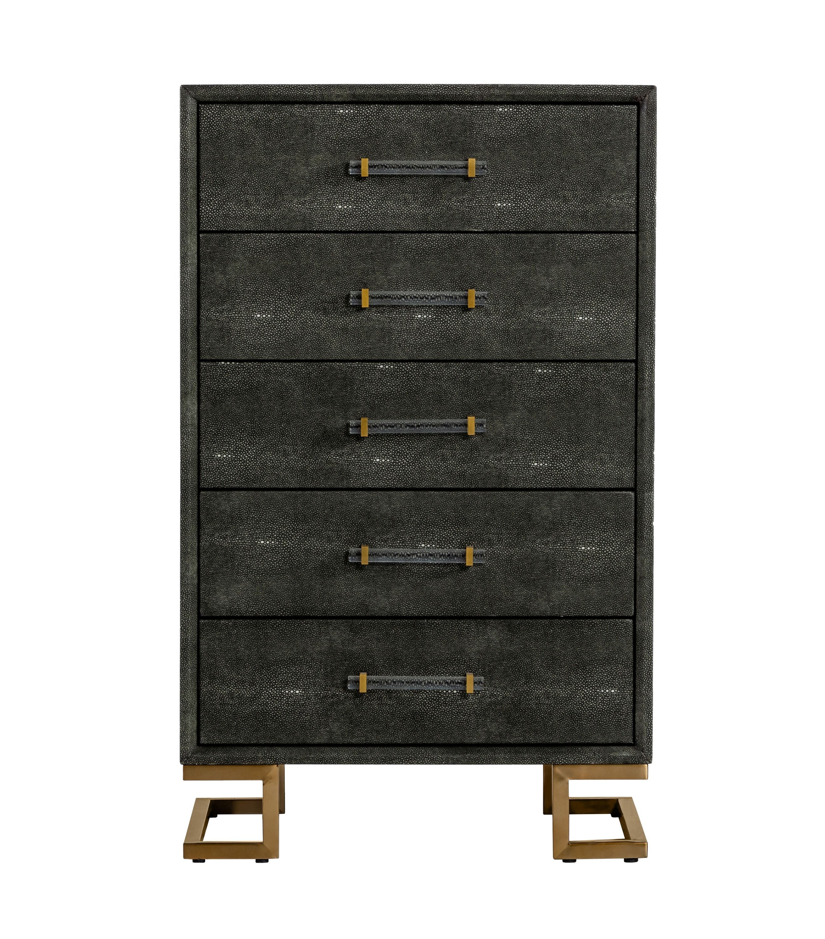 Howard - Modern Shagreen Grey Leatherette & Gold Chest Howard - Modern Shagreen Grey Leatherette & Gold Chest