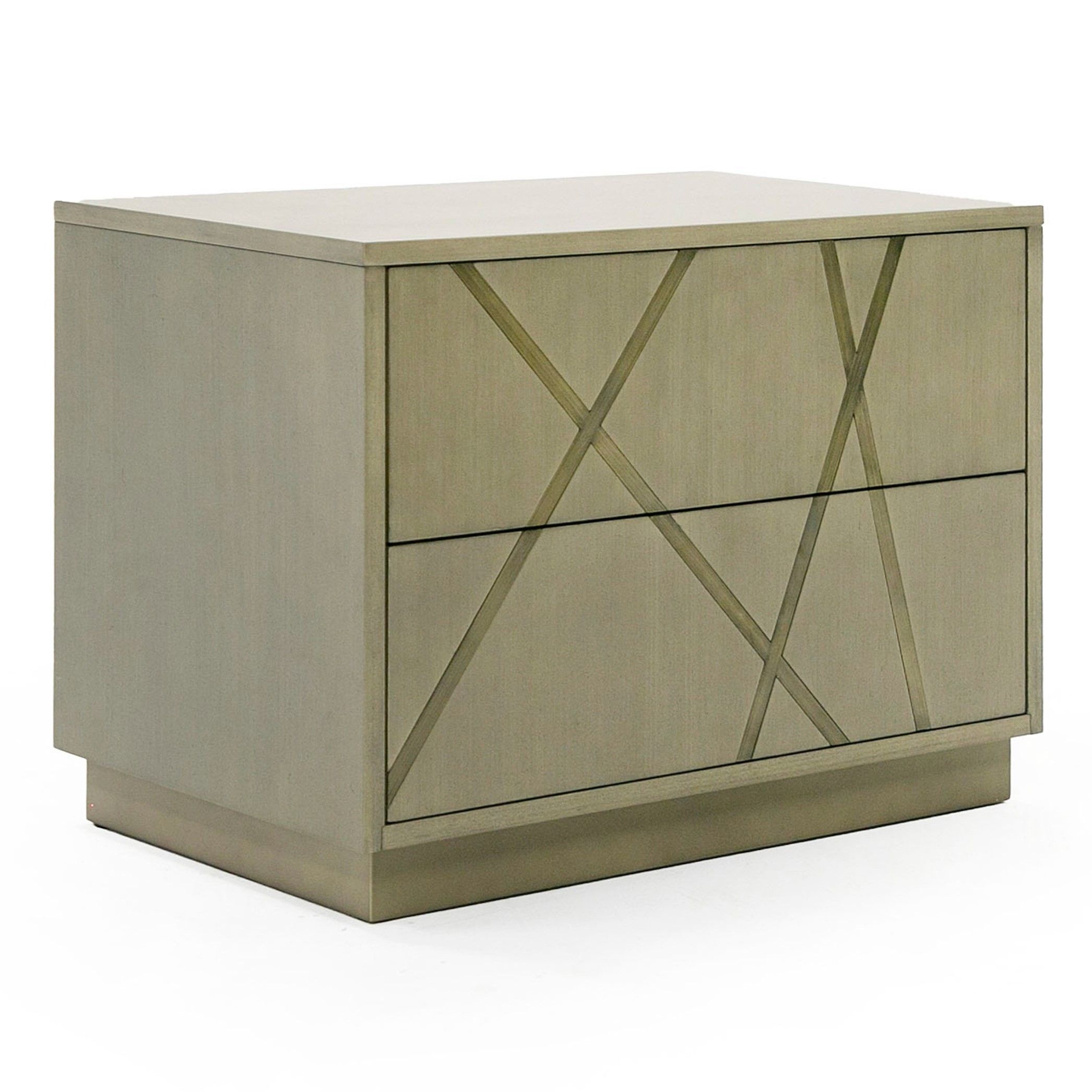 Modrest Nixa - Modern Wide Birch + Brushed Bronze Nightstand