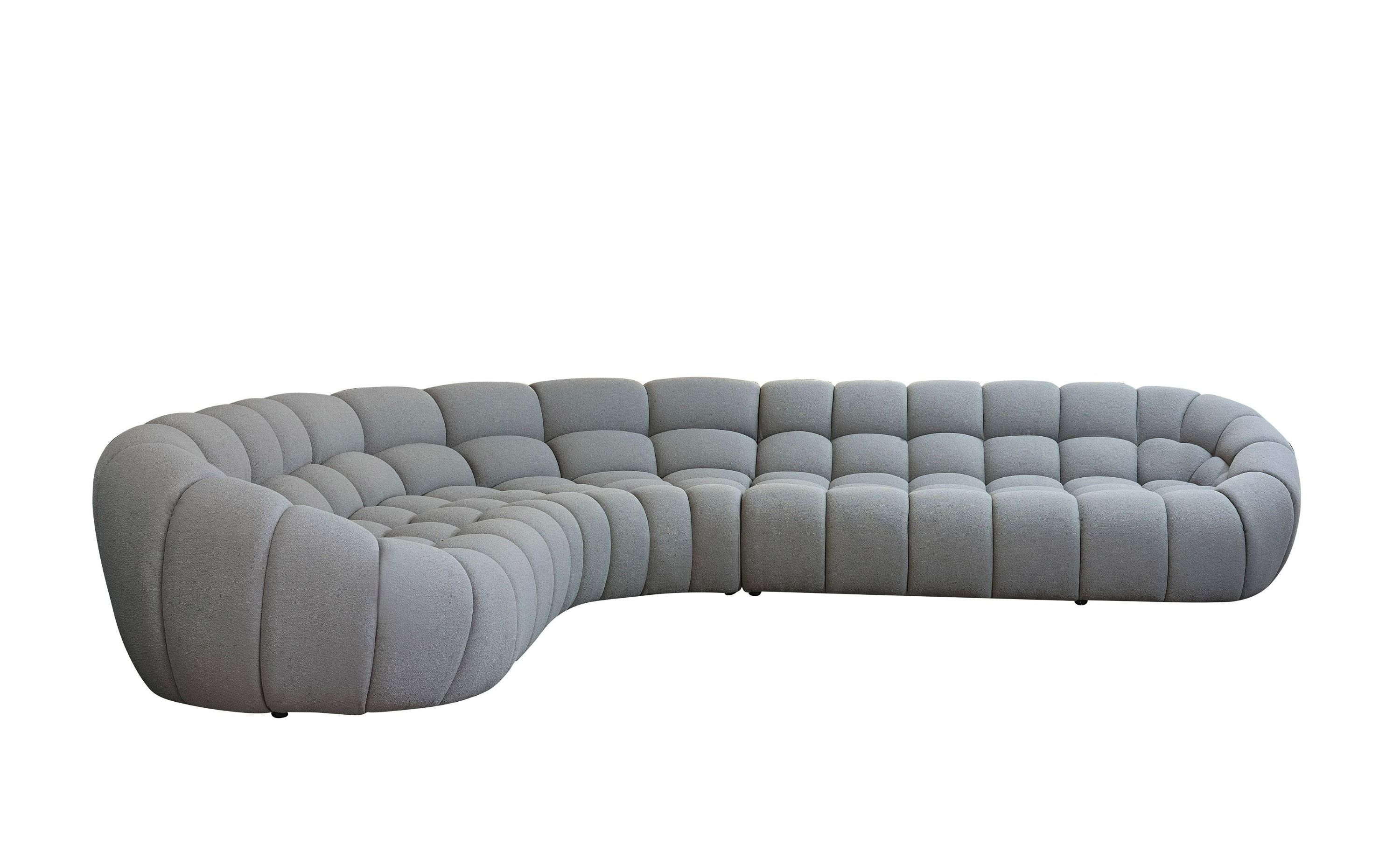 Divani Casa Yolonda - Modern Light Grey Curved Sectional Sofa