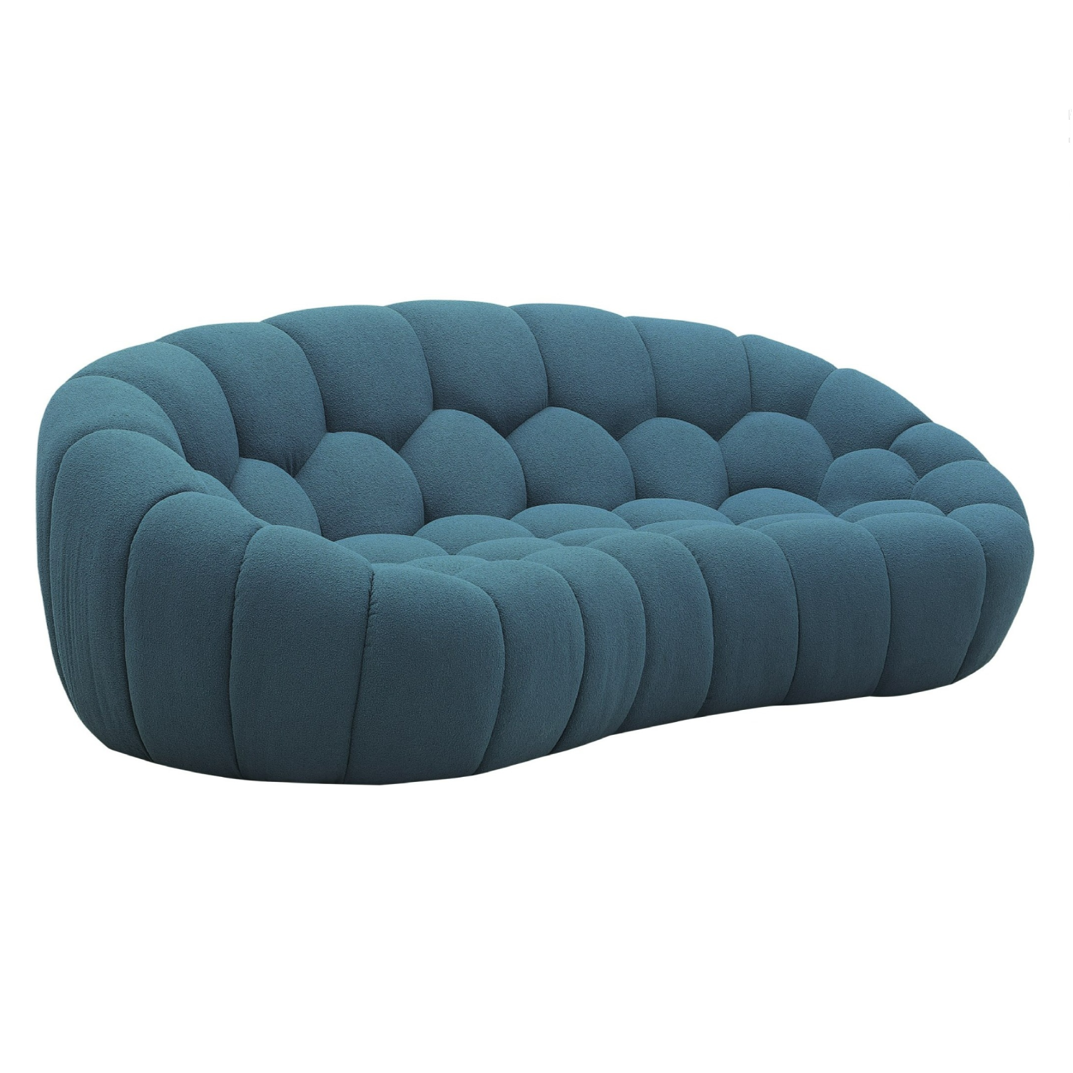Divani Casa Yolonda - Modern Curved Dark Teal Fabric Loveseat