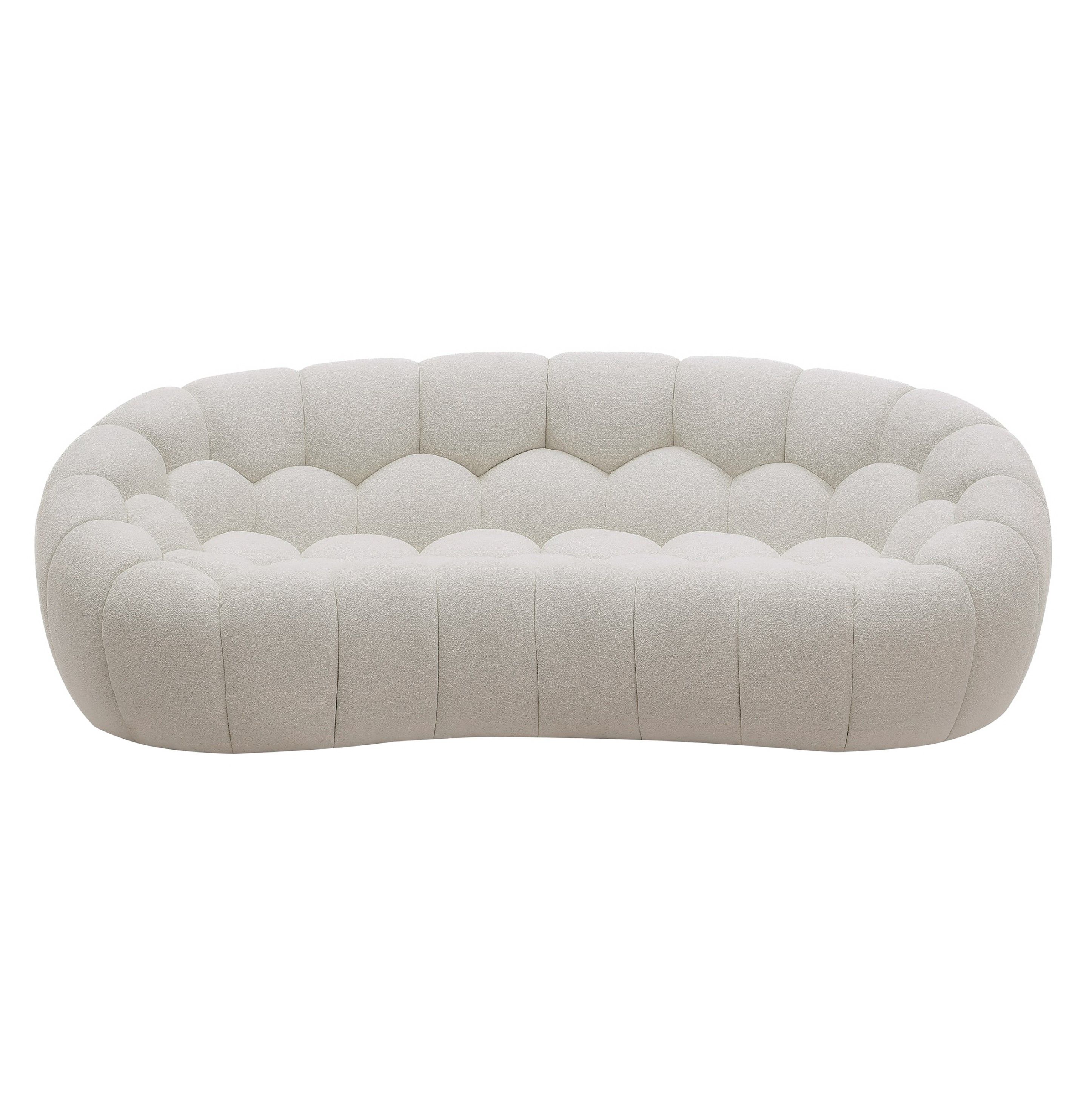 Divani Casa Yolonda - Modern Curved Off-White Fabric Loveseat