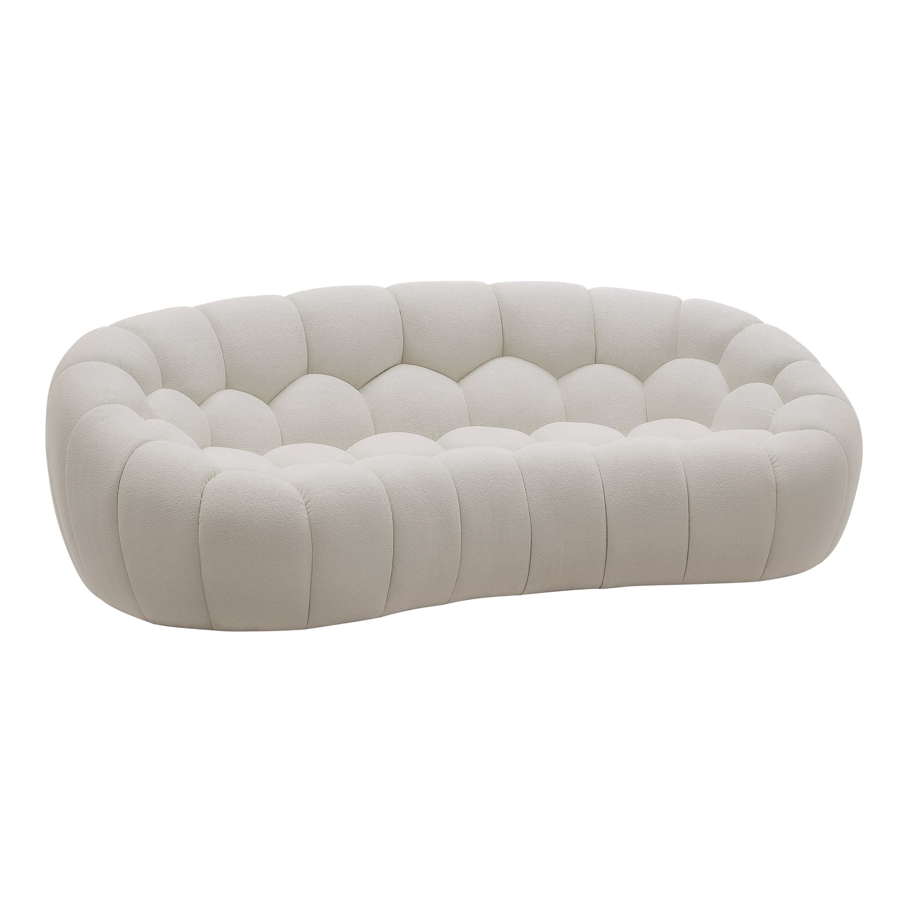 パンデイロ　CONTEMPORANEA Divani Casa Yolonda - Modern Curved Off-White Fabric Loveseat