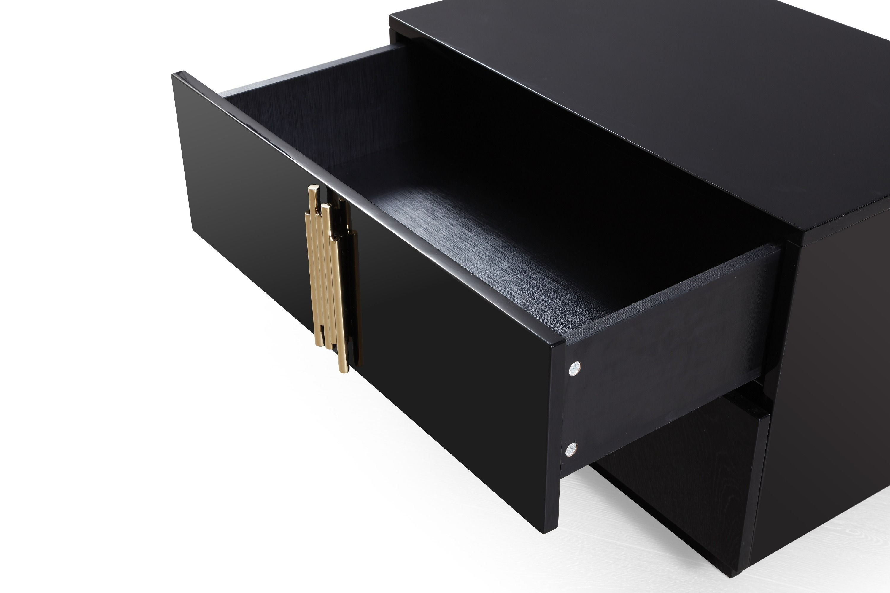 Token - Modern Black + Gold Wide Nightstand