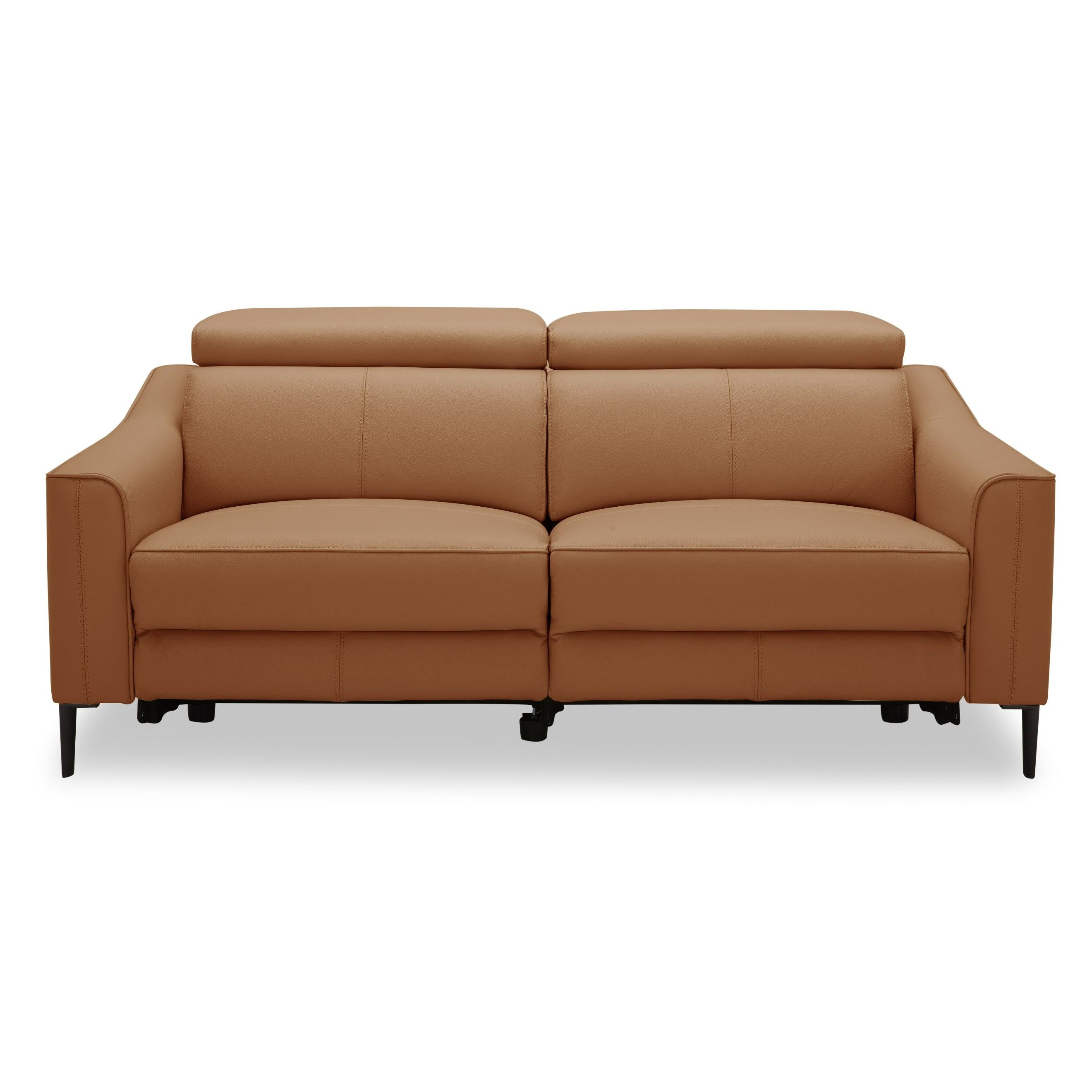 Divani Casa Eden - Modern Camel Leather Loveseat With 2 Recliners