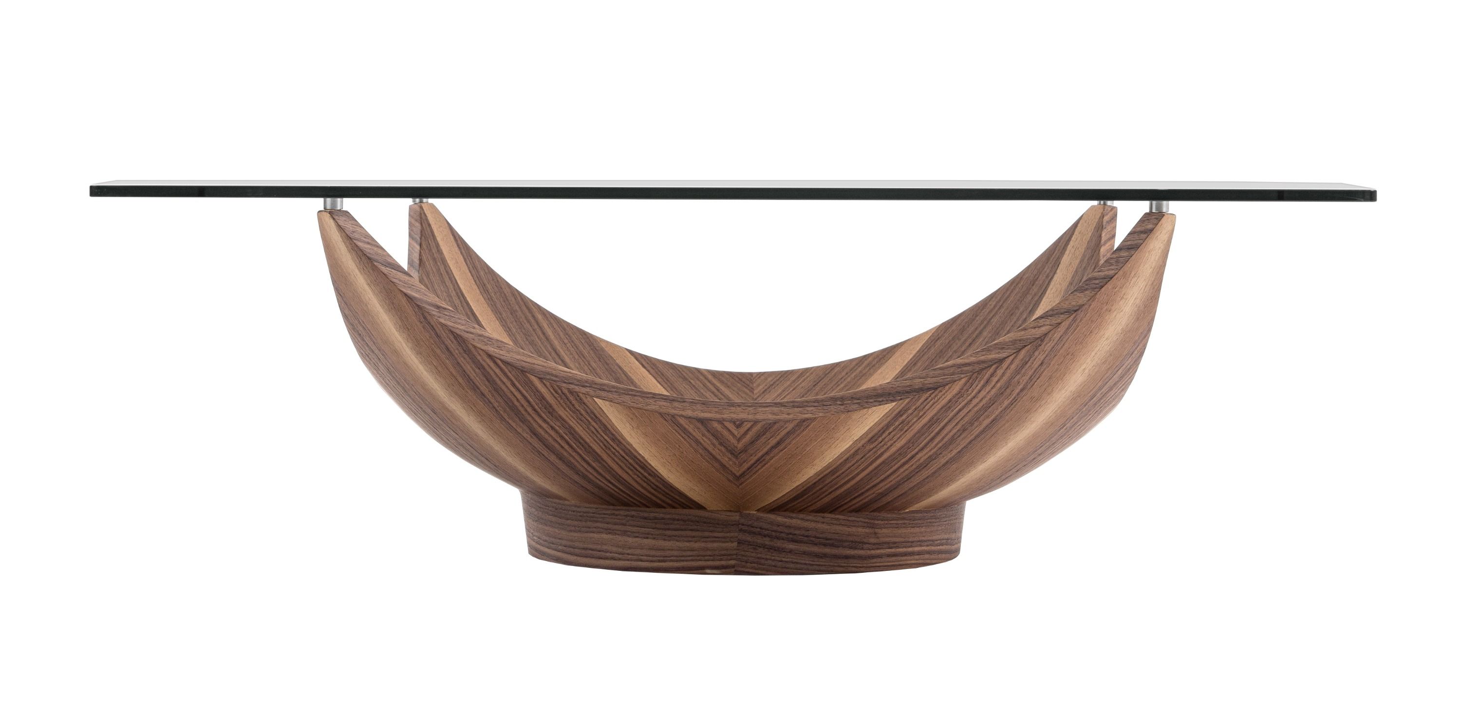 Modrest Sunset - Contemporary Glass + Walnut Square Coffee Table, image size:3000x1461