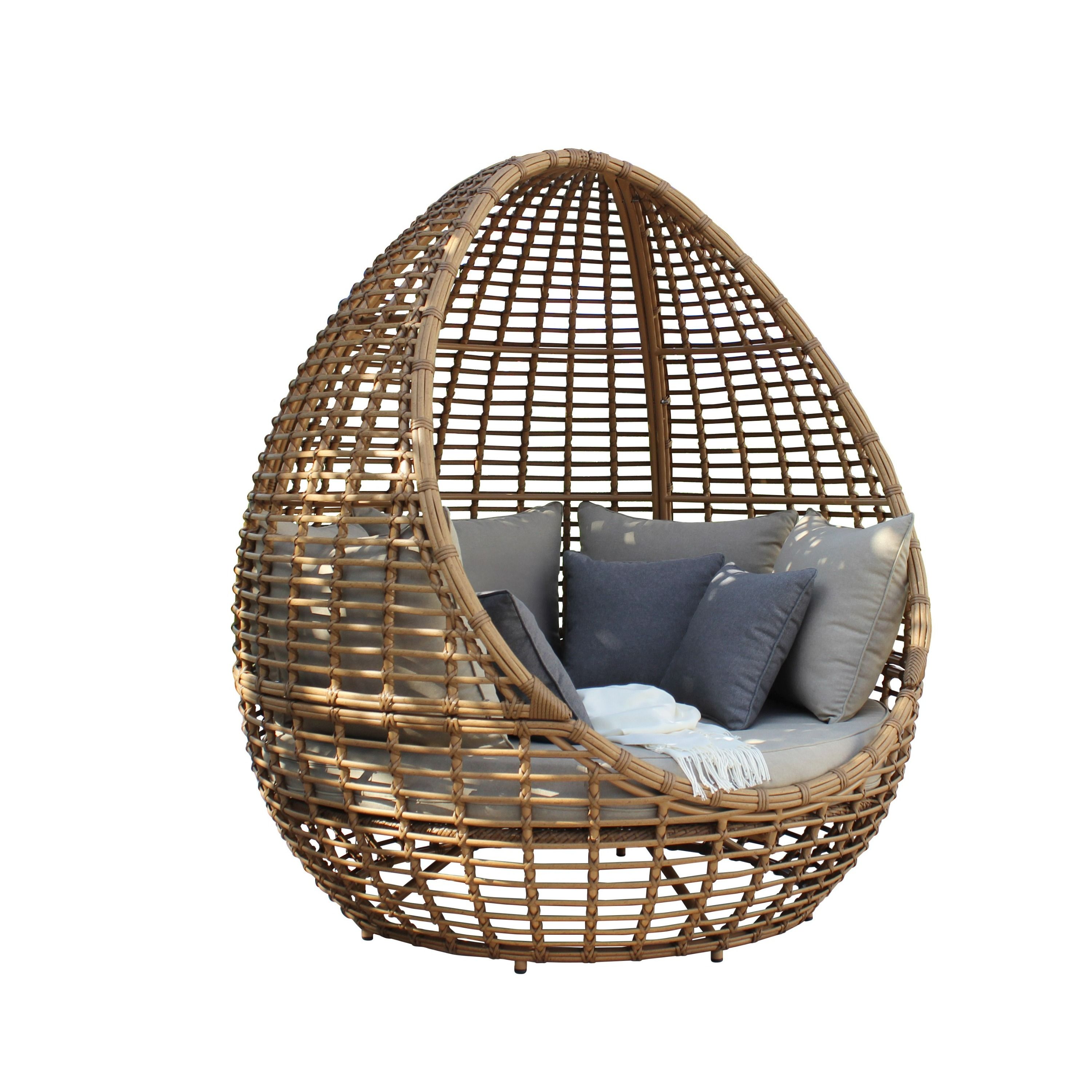 【D24025】Cocoon Renava Cocoon Mini - Outdoor Beige + Wicker Lounge Bed