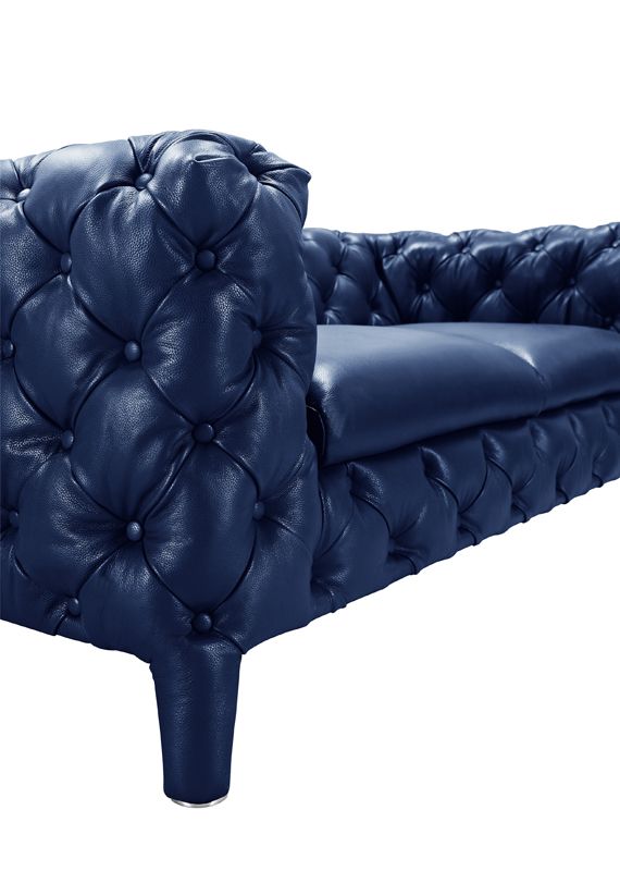 Soma Modern Blue Tufted Leather Sofa Set