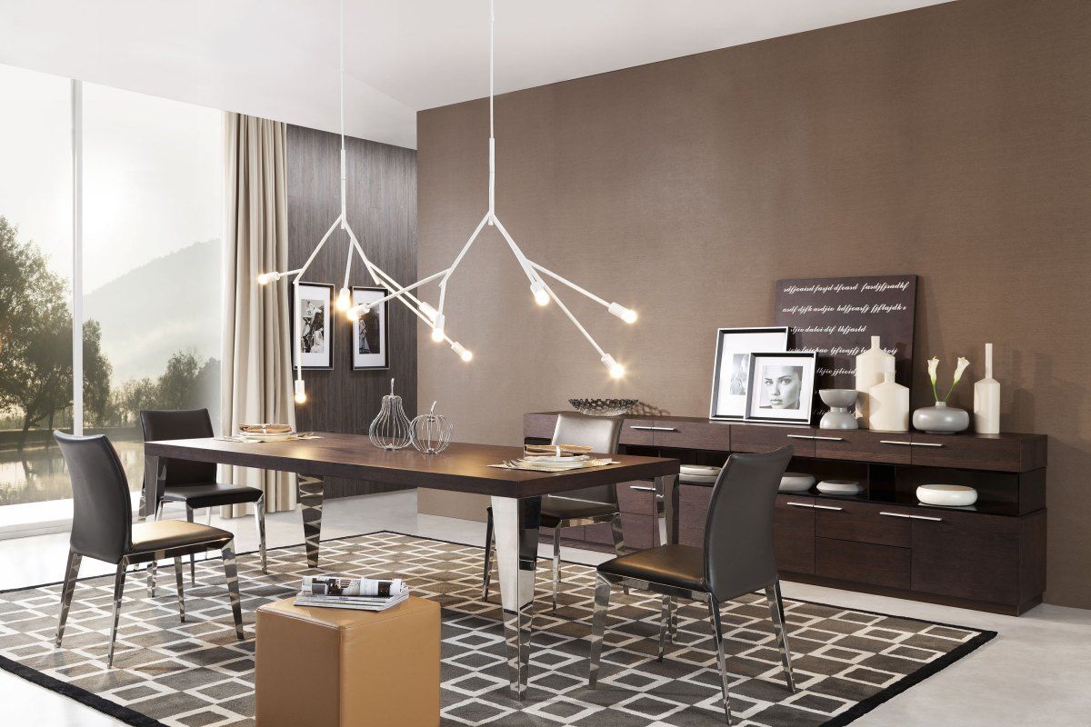 Daytona Modern Brown Oak Rectangle Dining Table, image size:1200x800