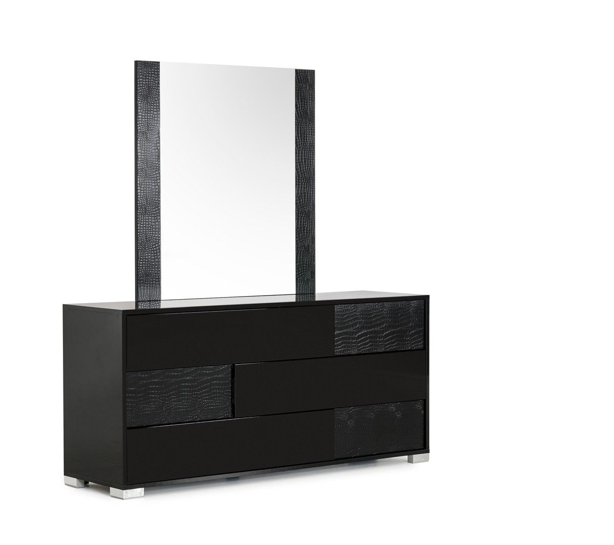 California King Modrest Grace Italian Modern Black Bedroom Set - Thumbnail 4
