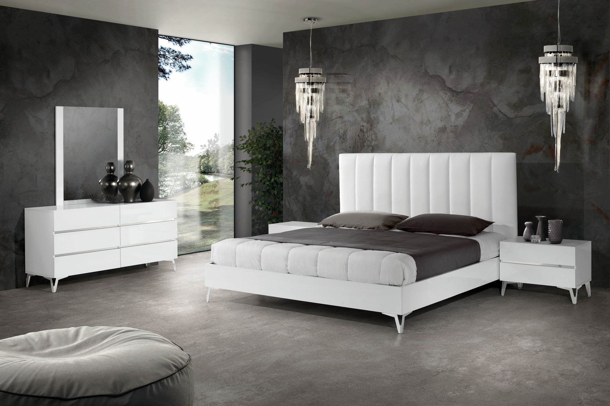 洋書 Timeless Elegance Nova Domus Angela - Italian Modern White Eco Leather Bed w