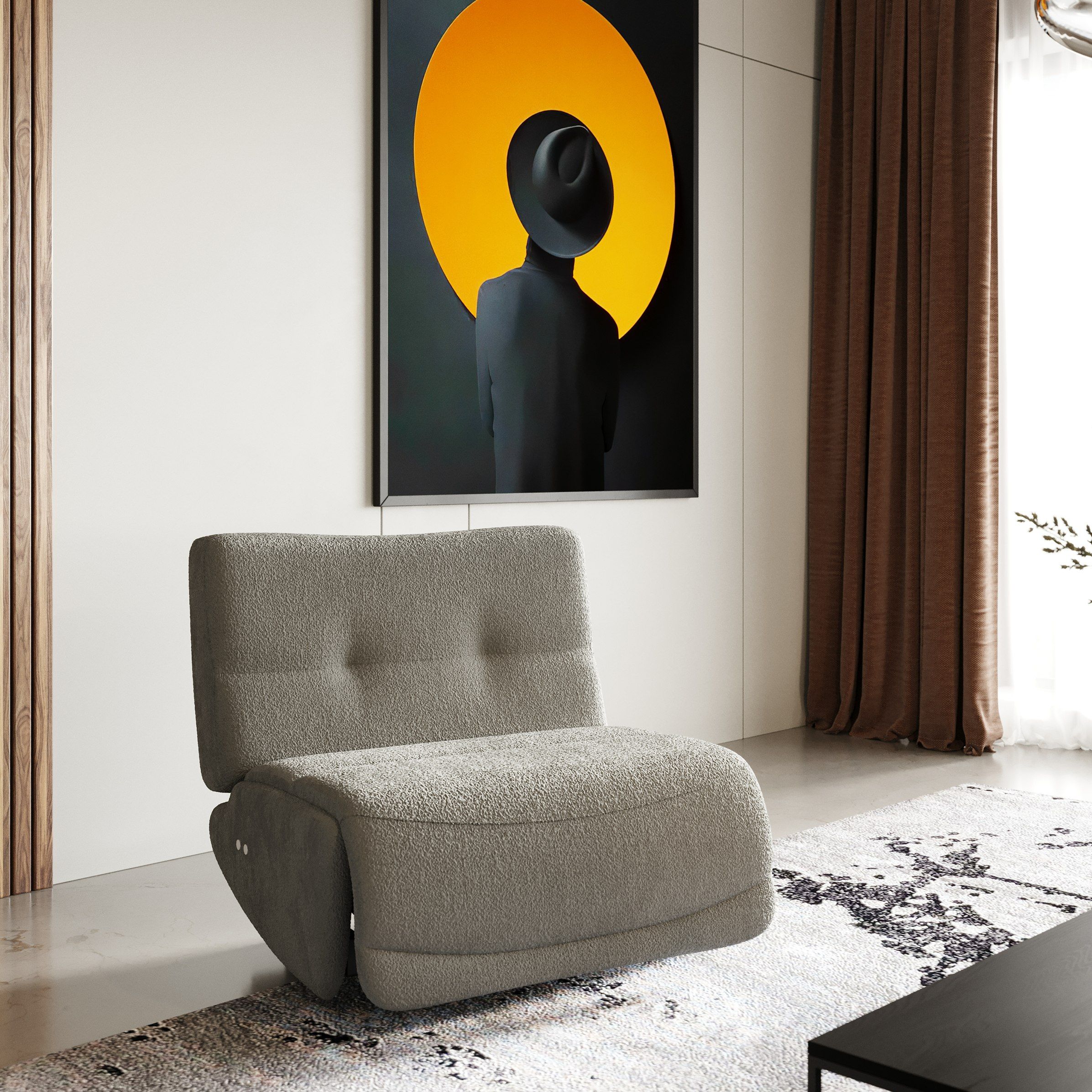 Divani Casa Basil Modern Grey Fabric Small Electric Recliner Chair