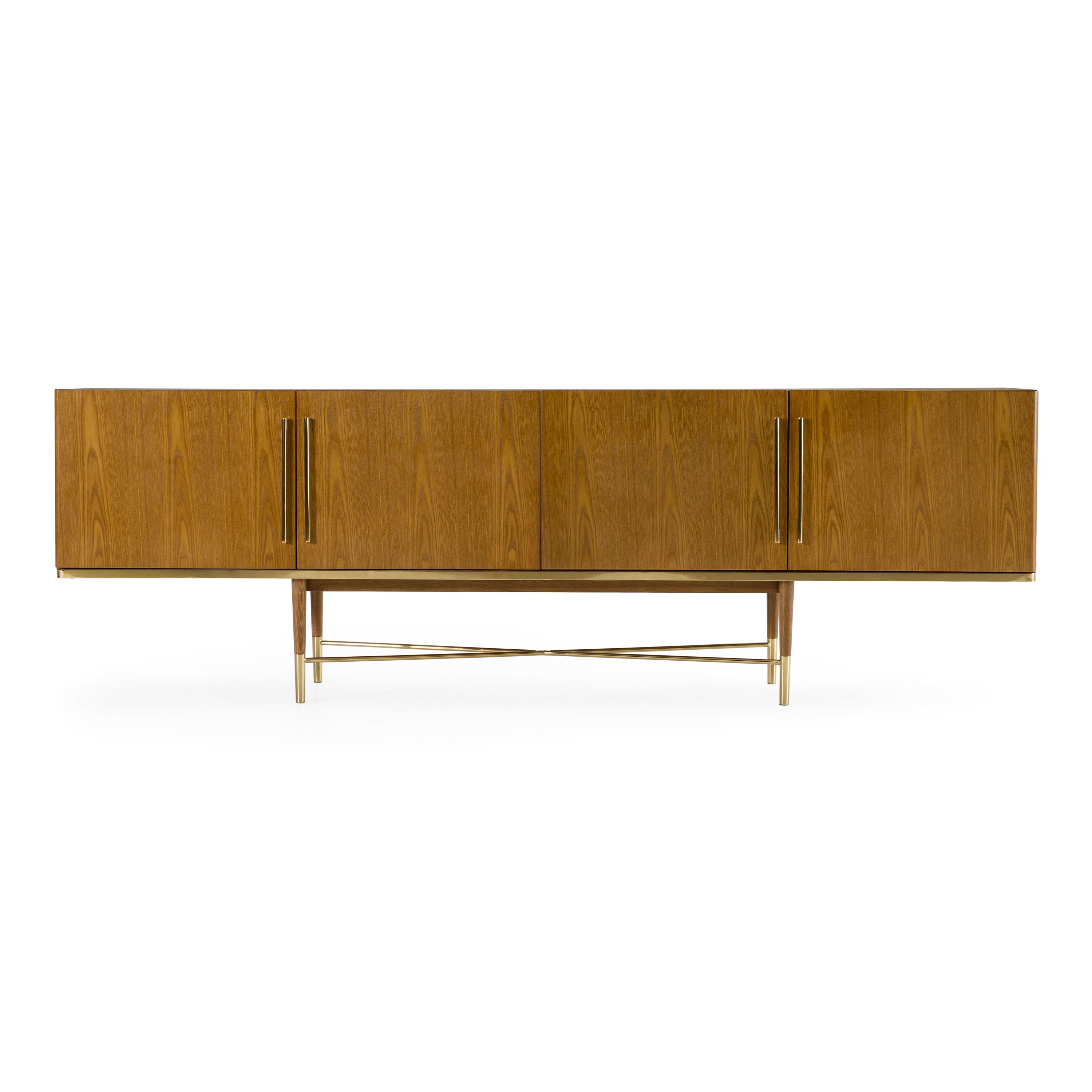 Bernard Mid-Century Modern Walnut & Gold Buffet