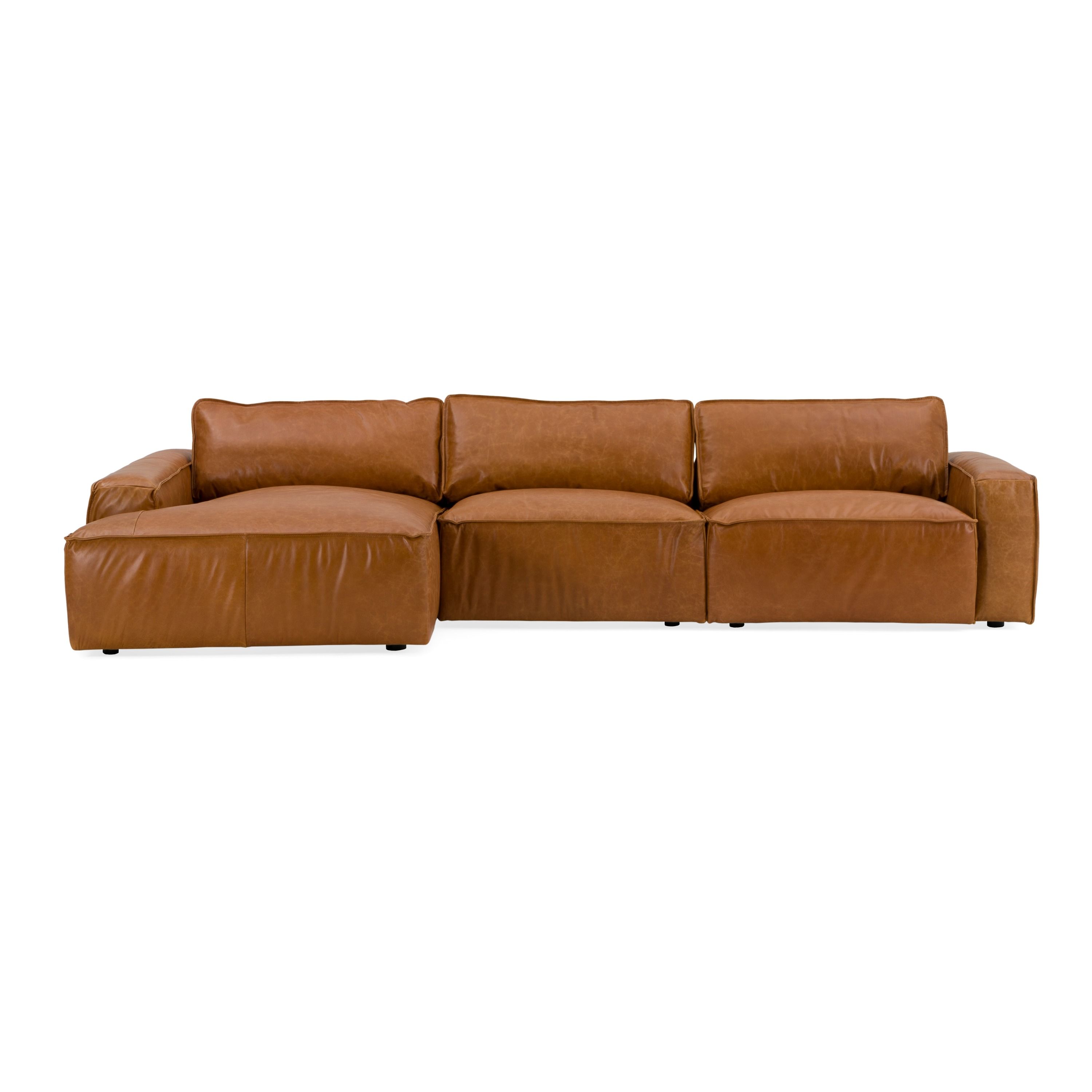 Cambria - Modern LAF Cognac Leather Sectional Sofa