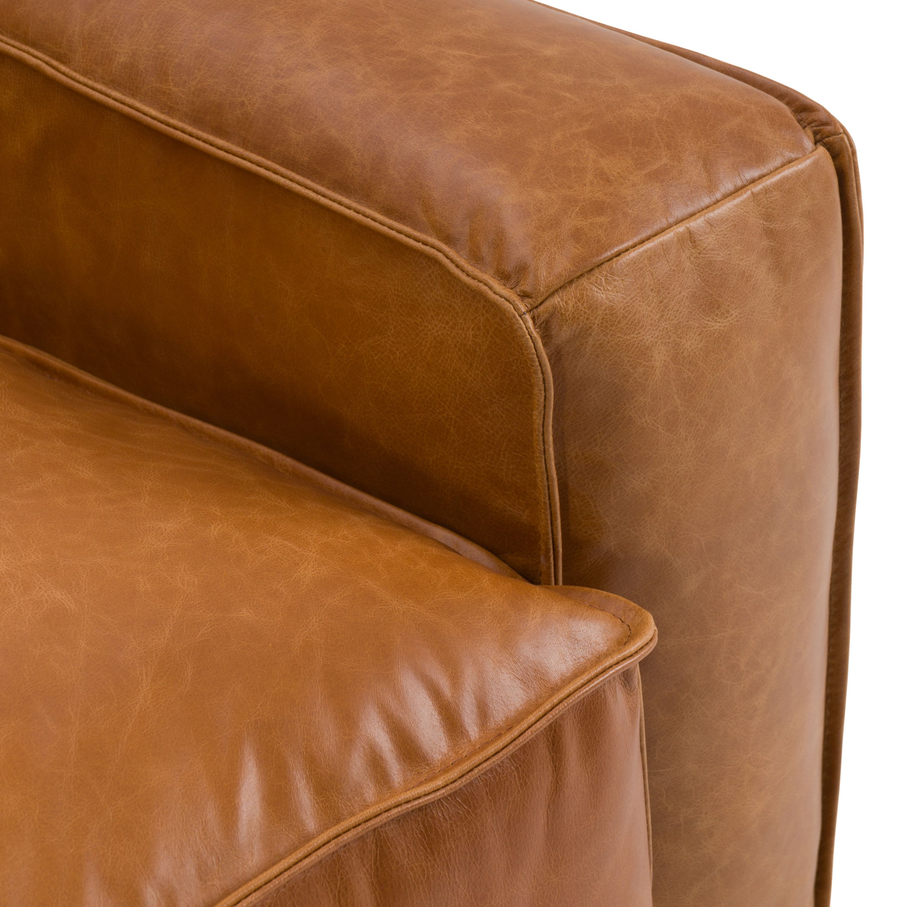 Cambria - Modern LAF Cognac Leather Sectional Sofa