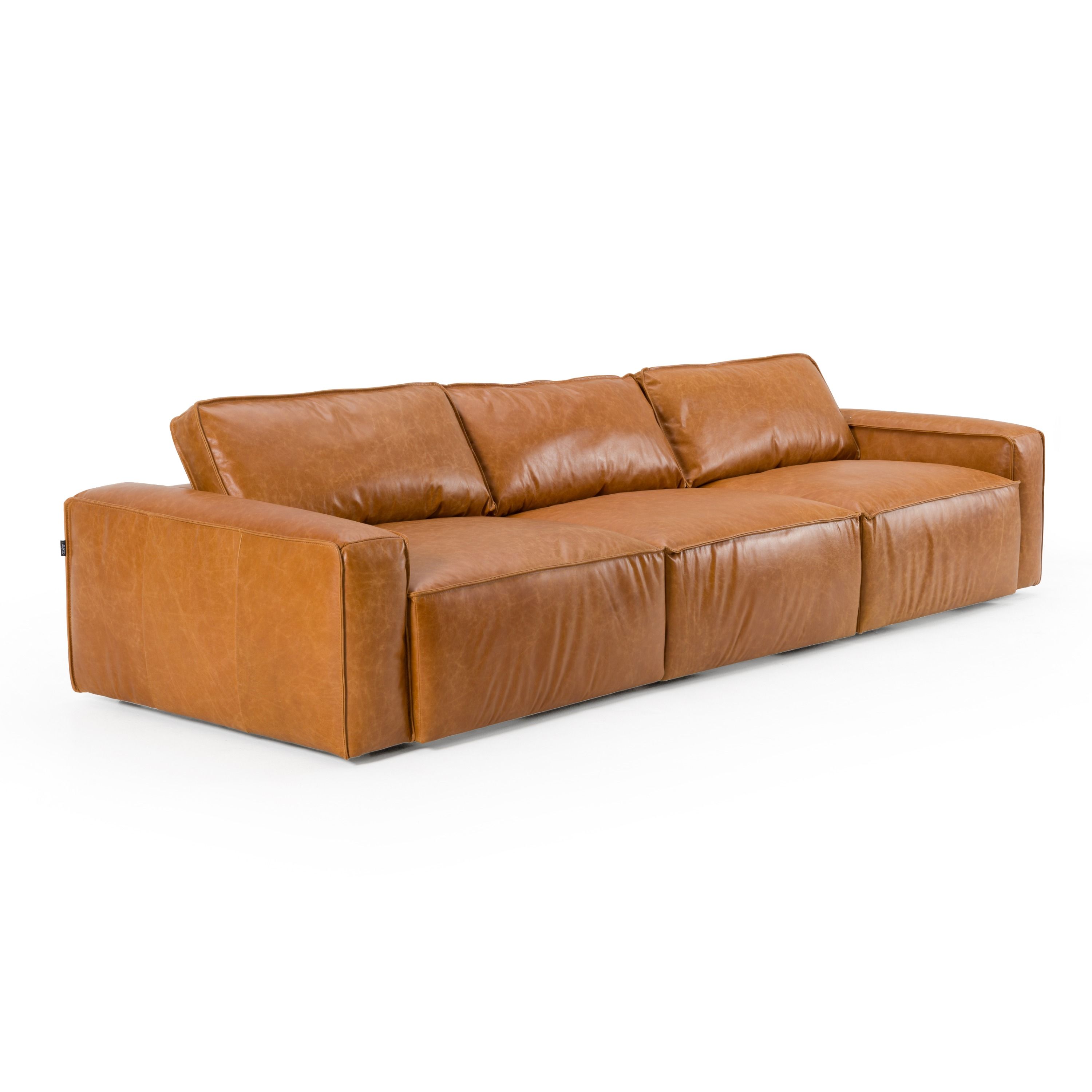 Divani Casa Cambria - Modern Cognac Leather Sofa