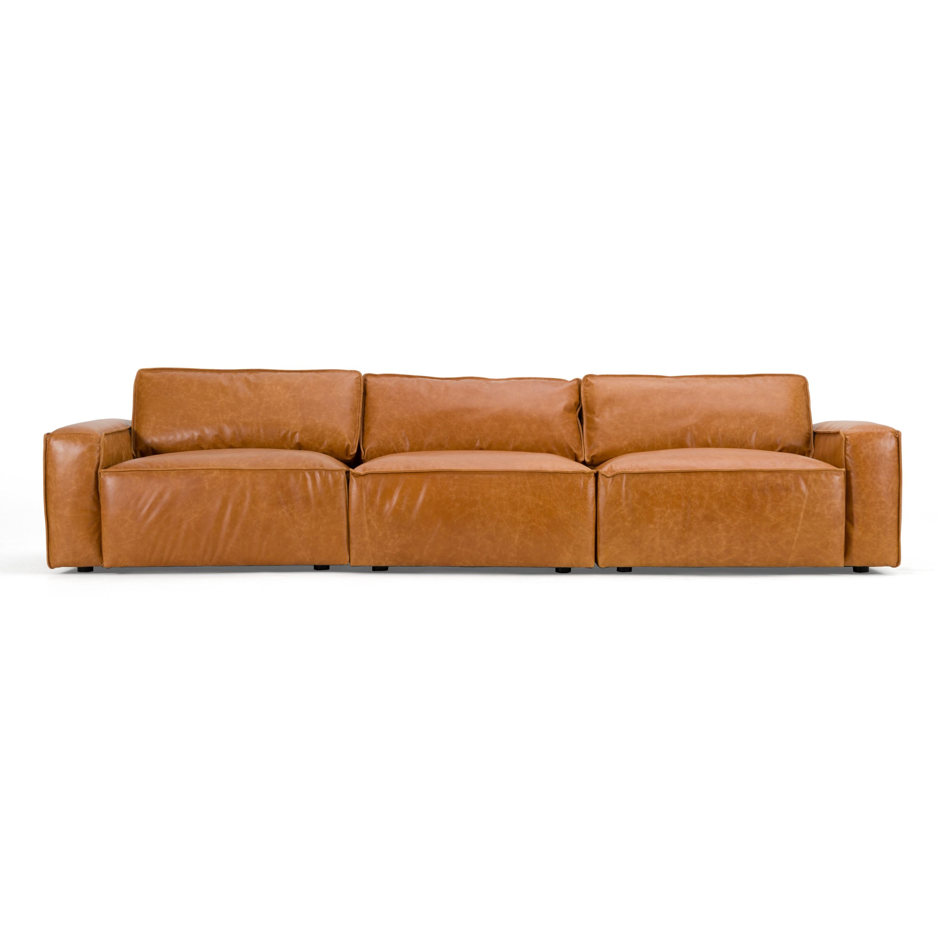 Divani Casa Cambria - Modern Cognac Leather Sofa