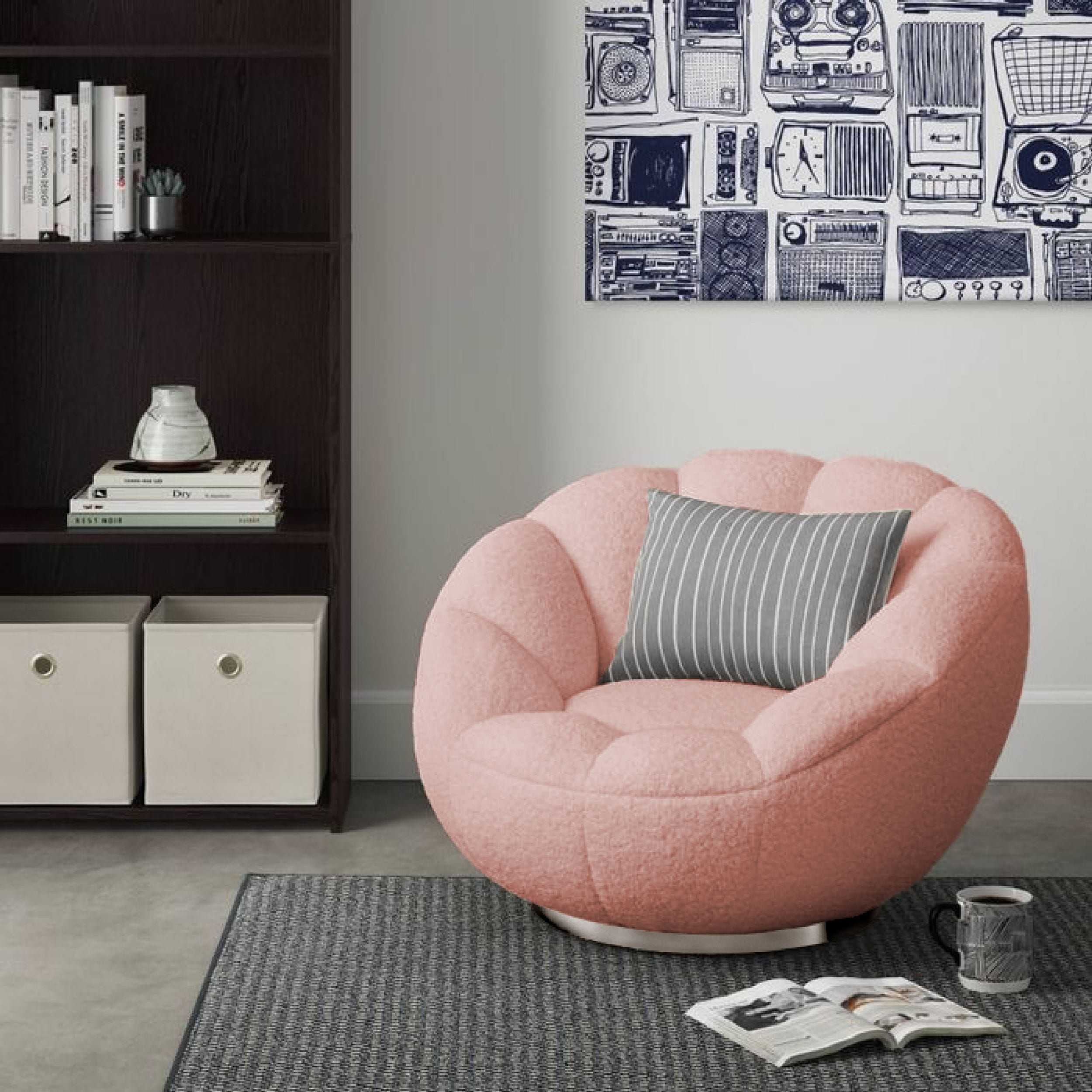 Dacano - Pink Sherpa Accent Chair