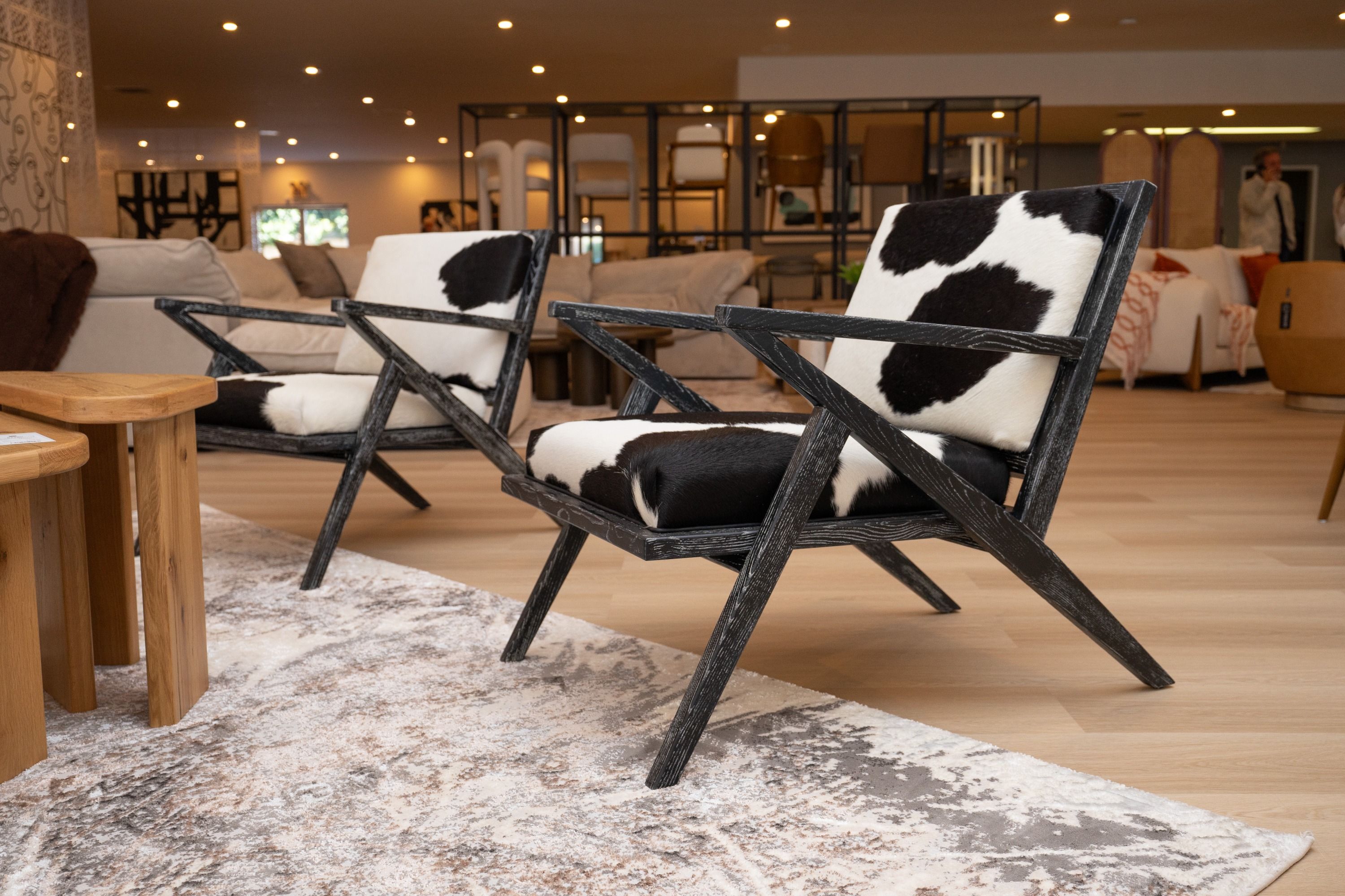 Hallam Glam Black and White Cowhide Accent Chair - Main Image