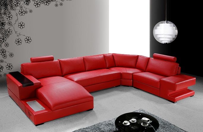 2人掛け・3人掛けソファ Stylish Red Leather Sectional Sofa 2人掛け・3人掛けソファ Stylish Red Leather Sectional Sofa Stylish