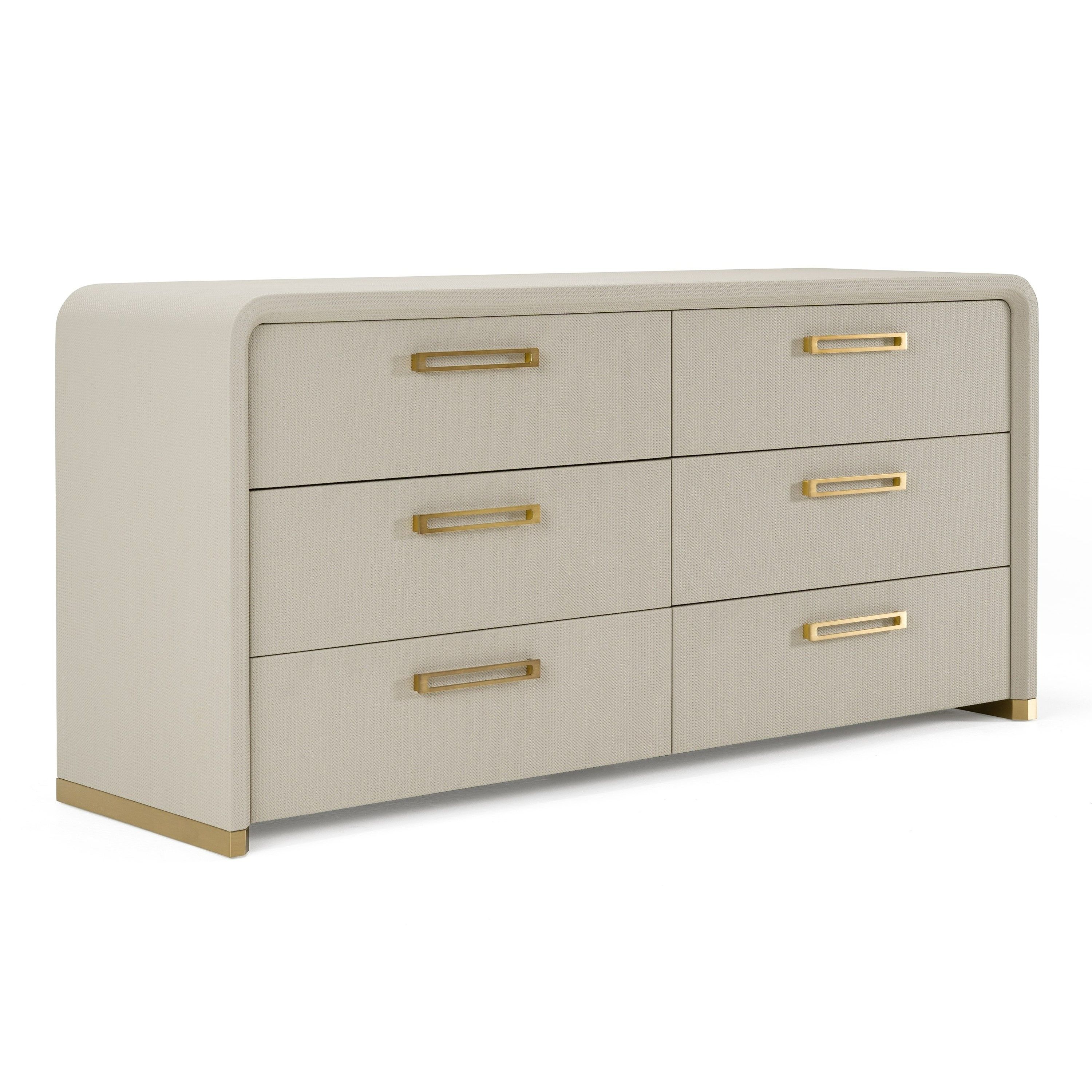 Florence - Modern Beige Leatherette + Gold Dresser