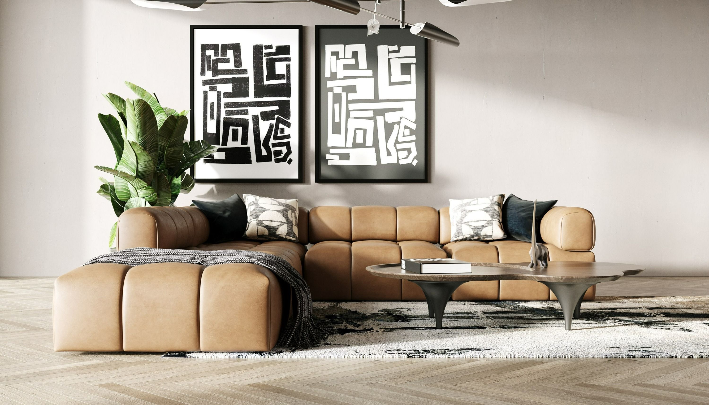 Divani Casa Everest - Modern Brown Leather Modular Sectional Sofa