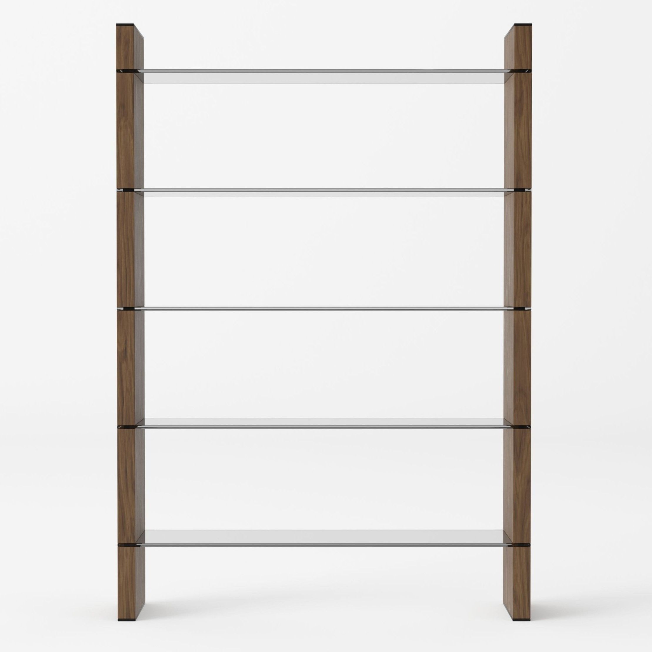 Glencoe - Modern Walnut & Black Glass Bookshelf