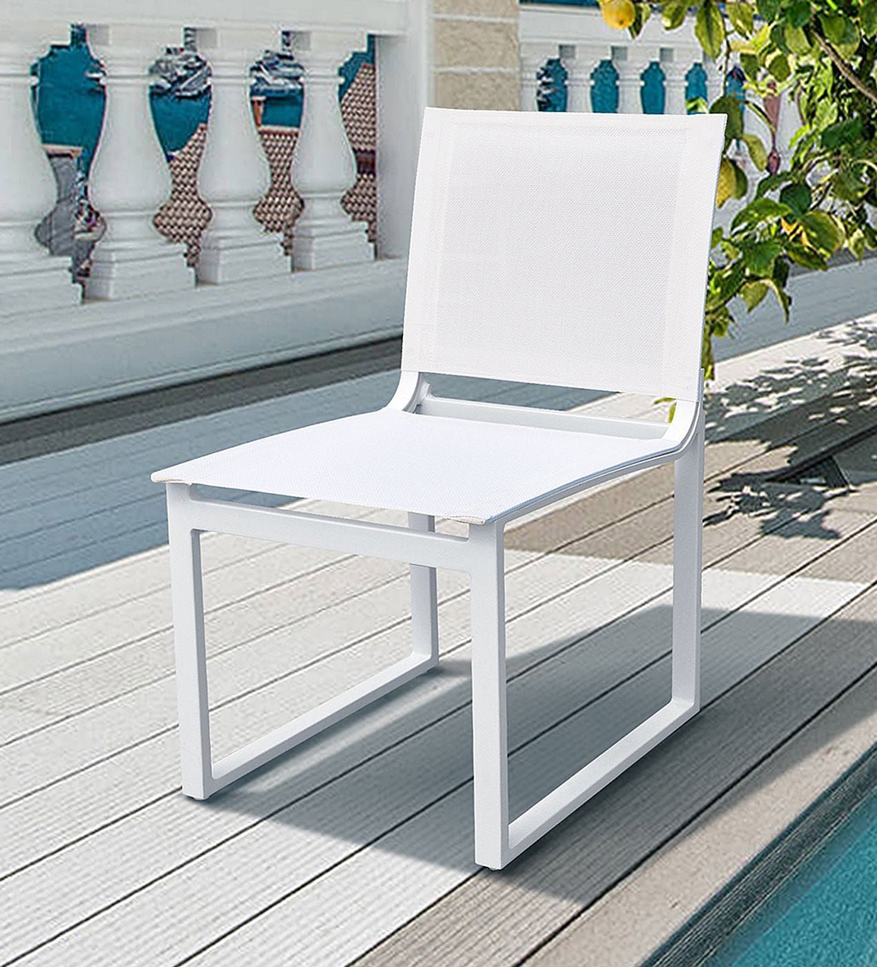 Kayak Modern Outdoor White Dining Chair (Set of 2)
