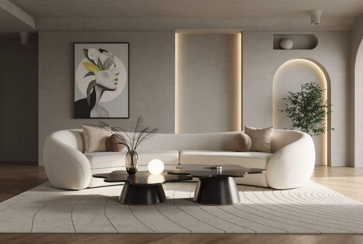 Kilmer Modern Off-White Curved Fabric...