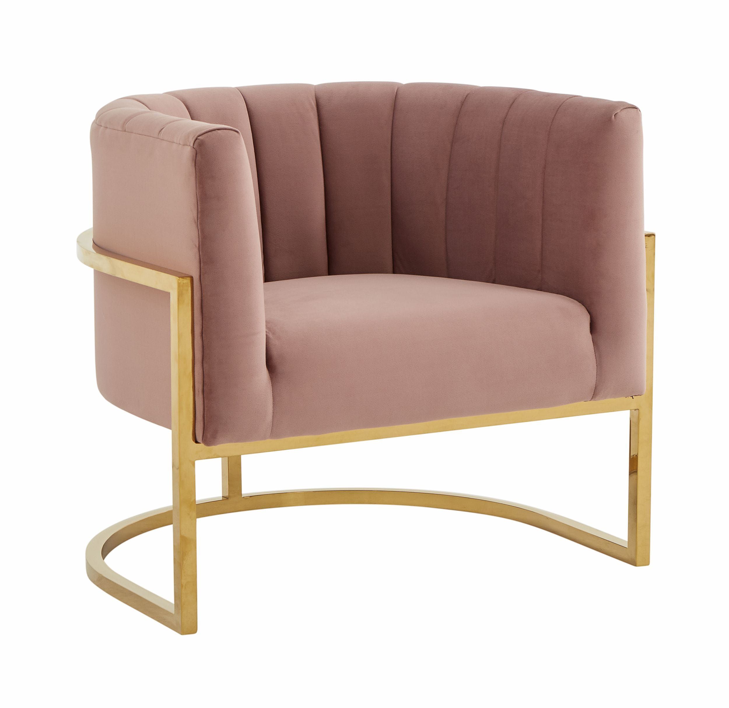 Accent Chair Blush Gold Chair Modrest Landau Modern Pink Velvet