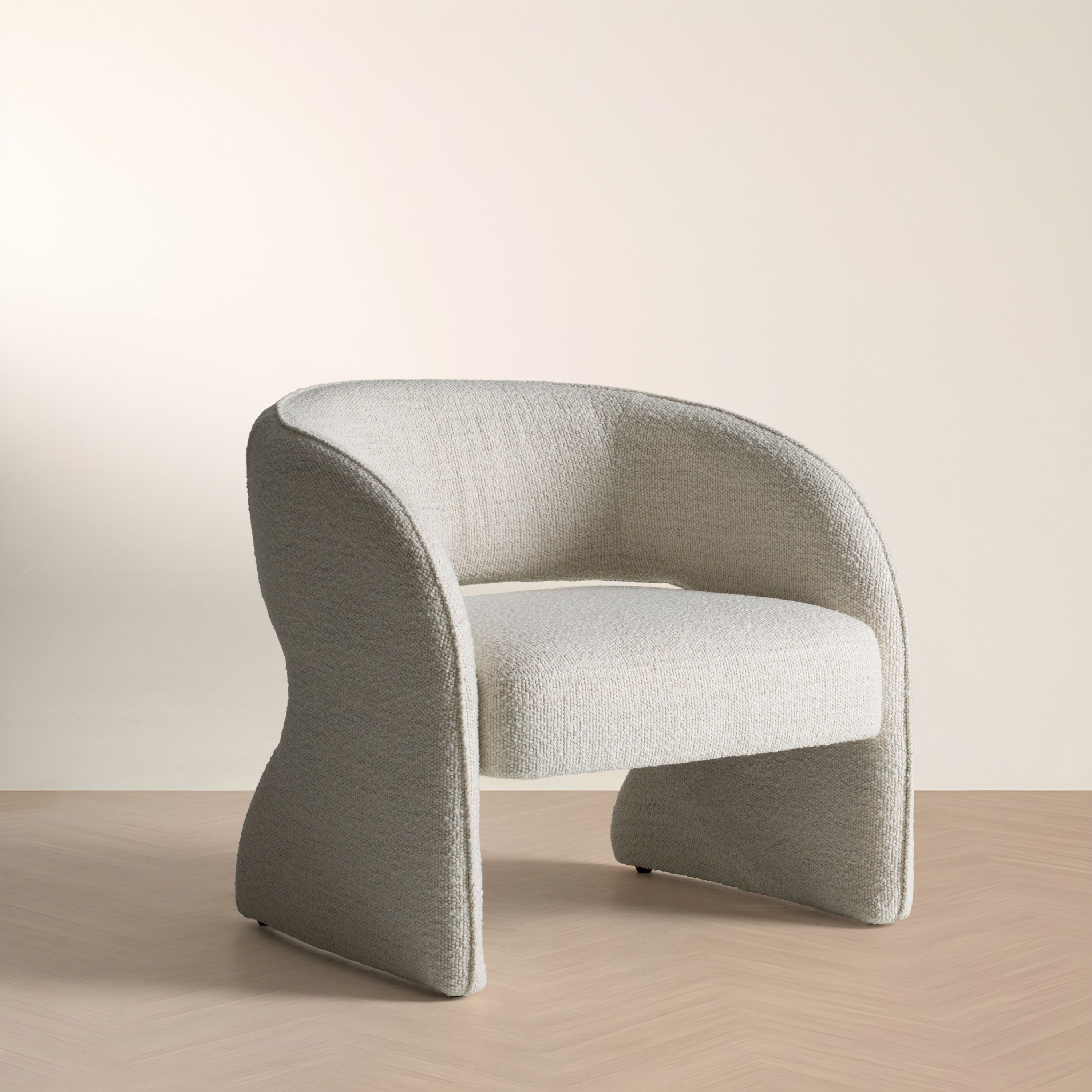 Luby Modern Cream Fabric Accent Chair