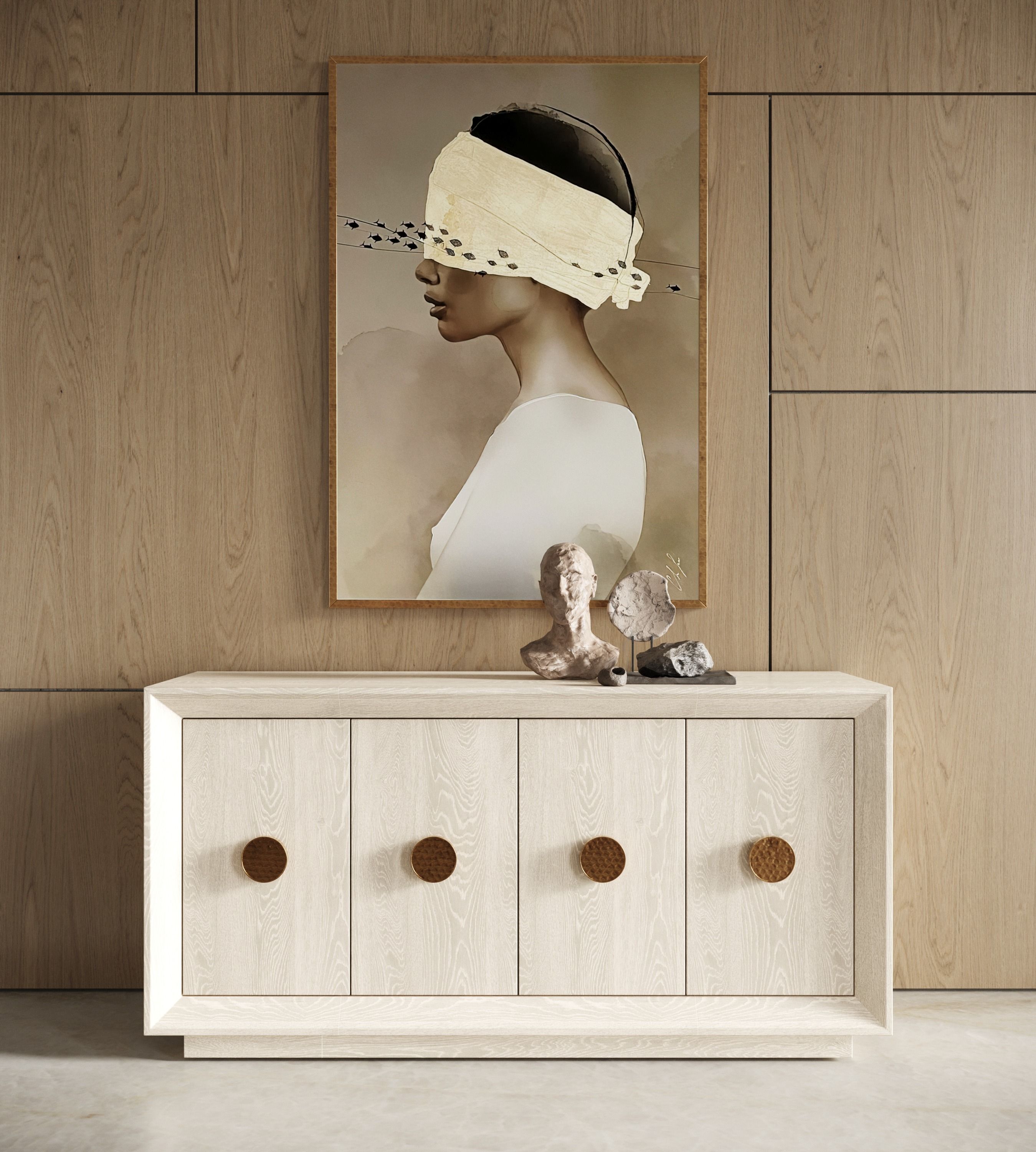 Modrest Marjorie - Modern Cream & Brushed Gold Buffet