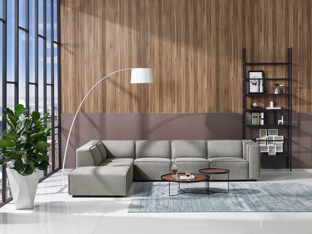 Divani Casa Fergus Modern Grey Fabric Modular Sectional Sofa