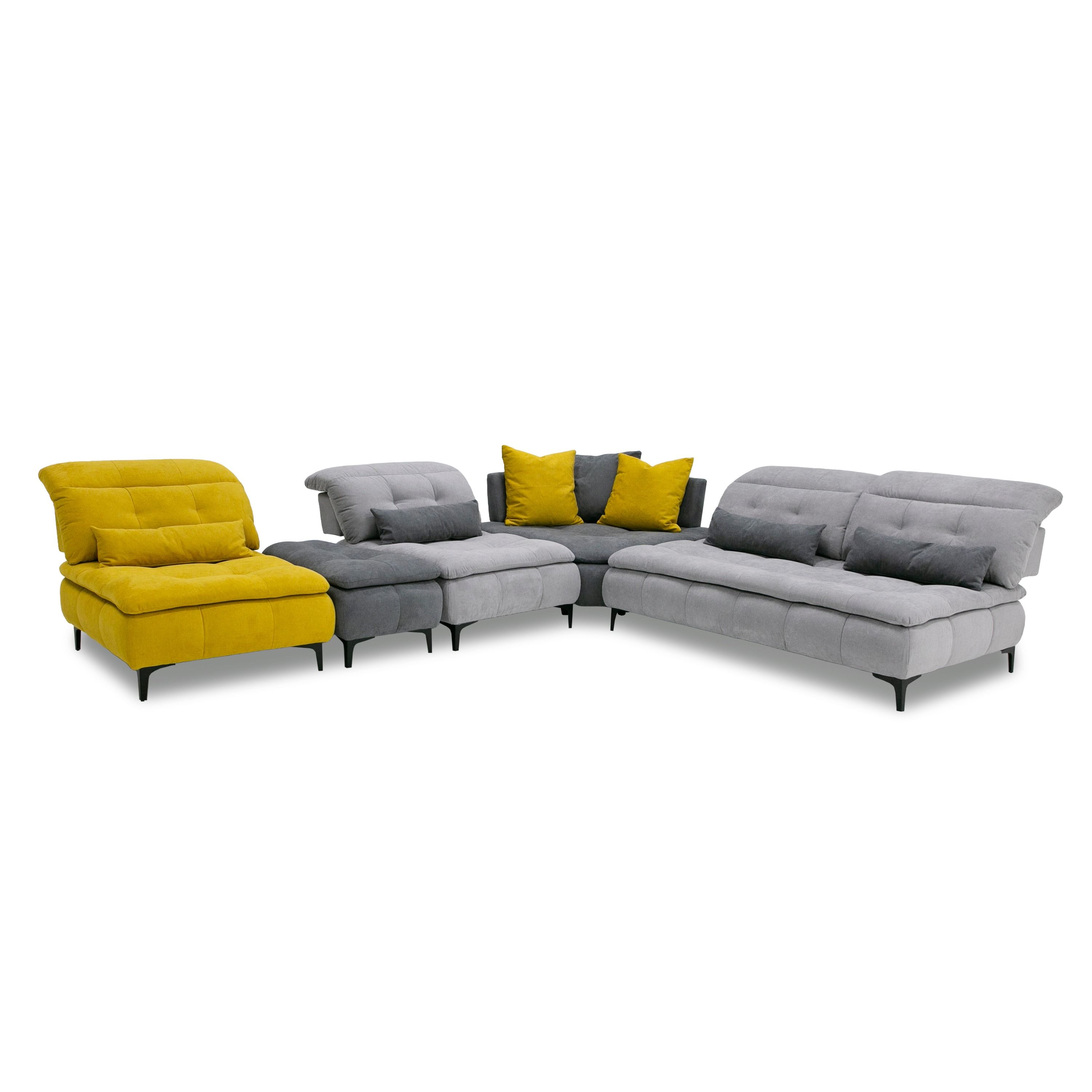 David Ferrari Mikado - Italian Modern Grey + Yellow Fabric Modular