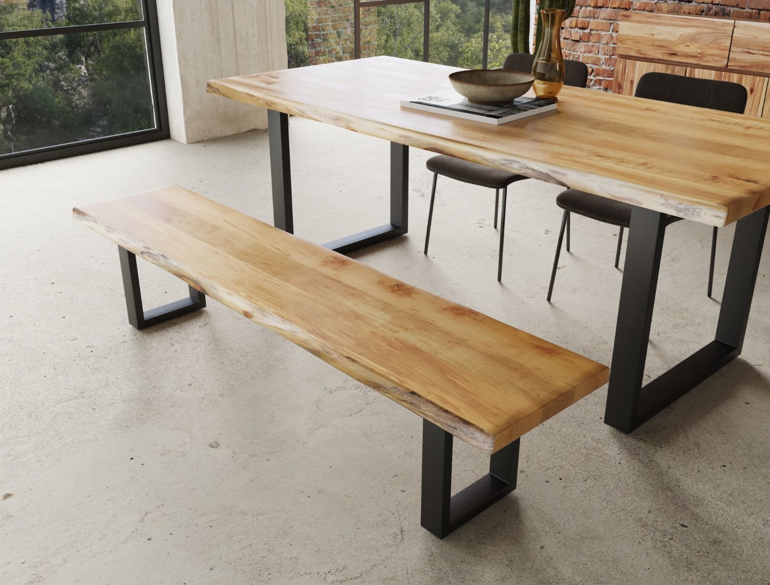 Modrest Secota Live Edge Acacia Wood Bench - Thumbnail 3