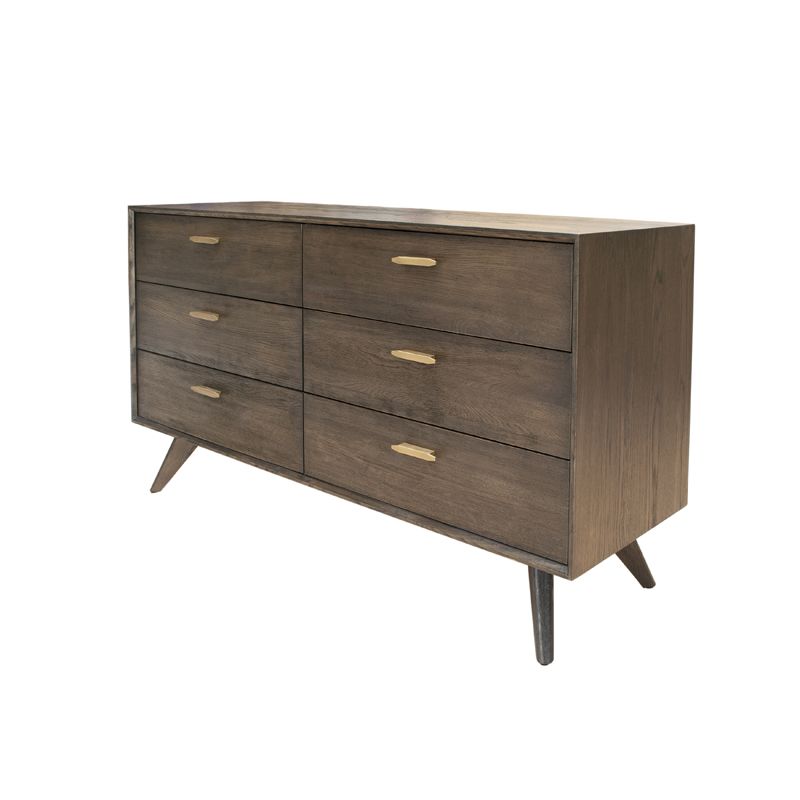 brown shade dresses Curved 6 Drawer Double Dresser Dark Brown Acacia Wood 58 inch – SLATE CUSTOM main image 1